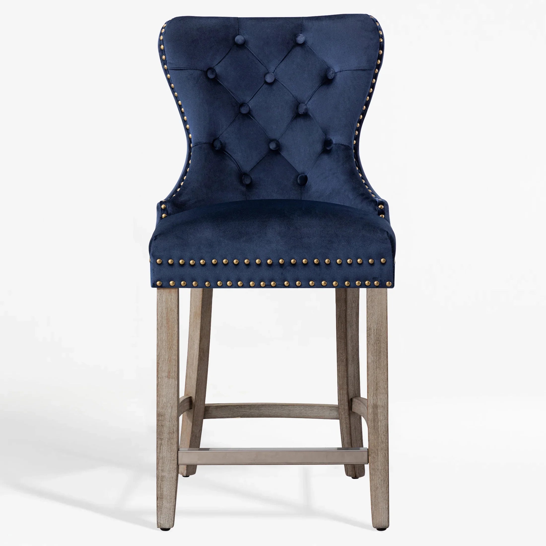 Hank 24" Tufted Velvet Counter Stool, Antique Gray