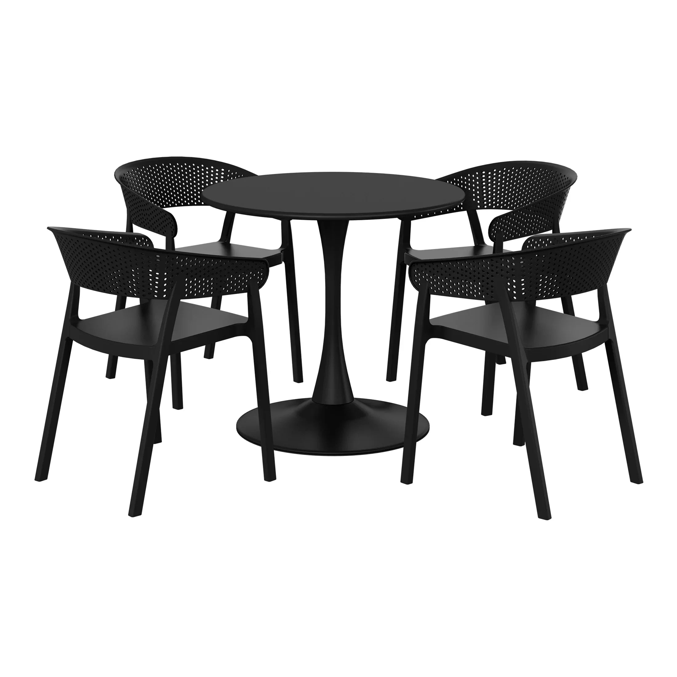 Sunshine 5-Piece Indoor Outdoor Metal Patio Dining Table Set With Stackable Patio Chairs