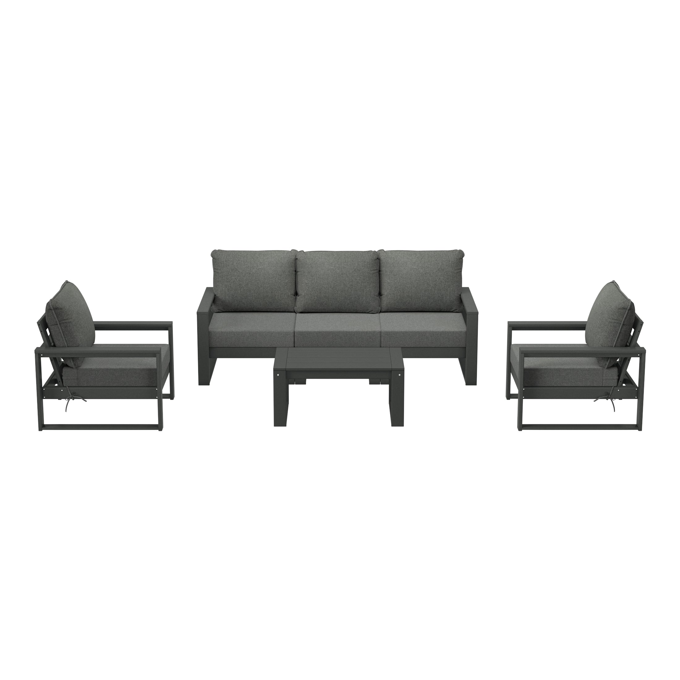Rockaway 6-Piece Modern HDPE Outdoor Patio Furniture Sofa Conversation Set with Coffee Table
