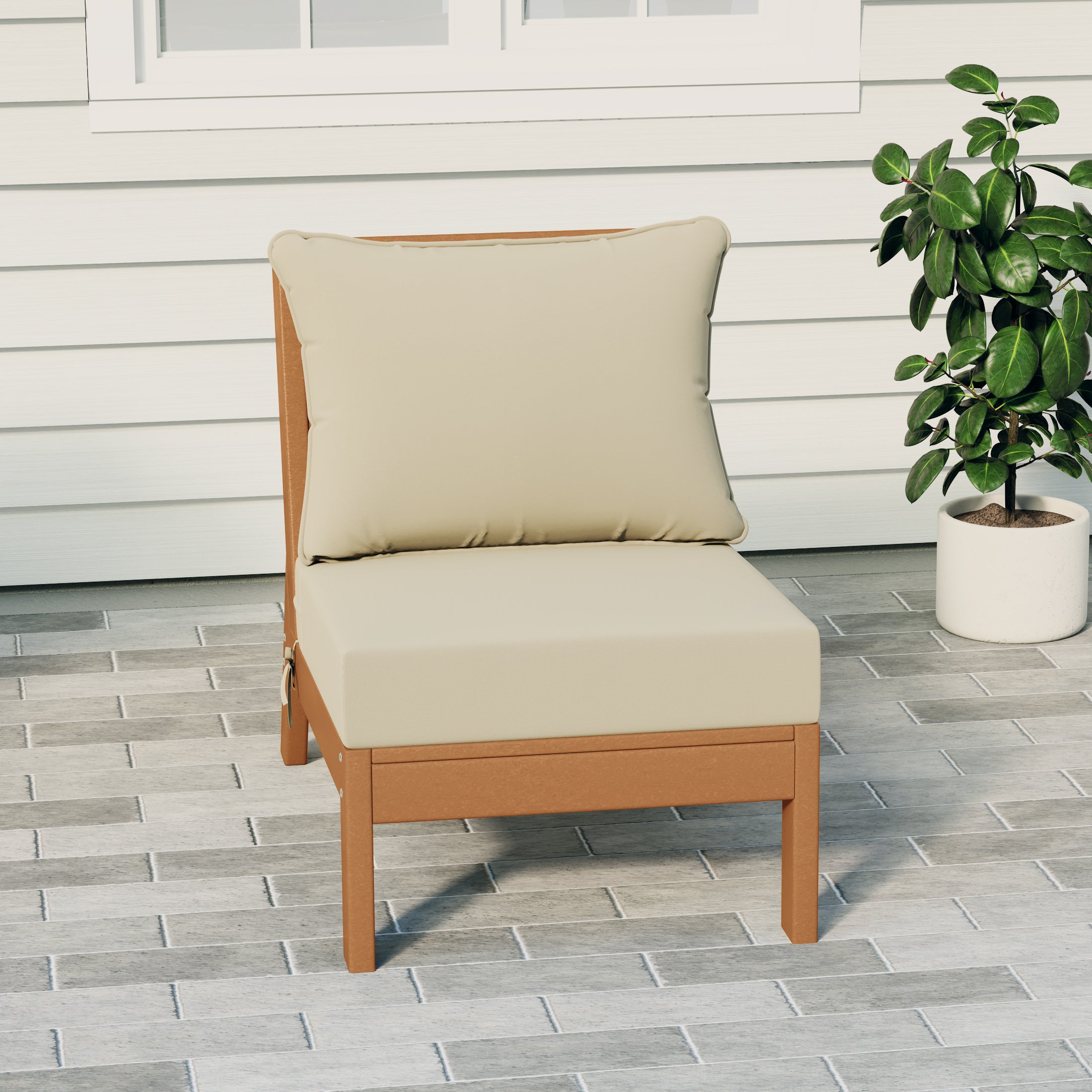 Portsmouth Outdoor HDPE Deep Seating Modular Armless Patio Chair with Patio Cushions