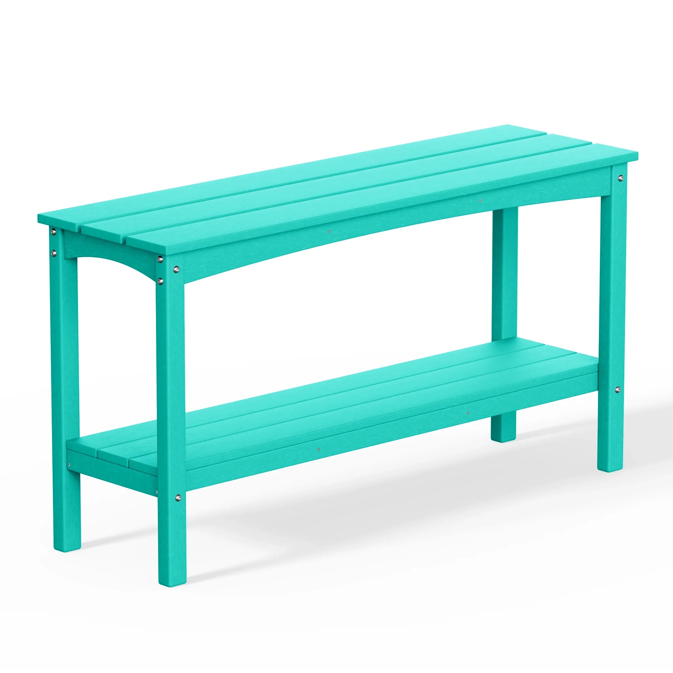 Paradise 55" Outdoor Patio HDPE Adirondack 2-Tier Shelf Console Table