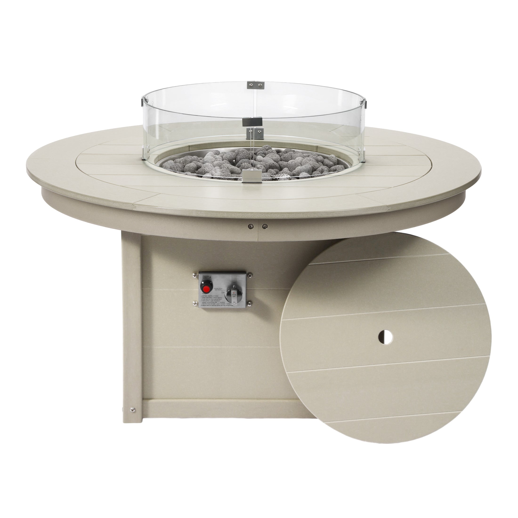 Sol 47" Modern Outdoor 55,000 BTU Patio Propane Round Fire Pit Table