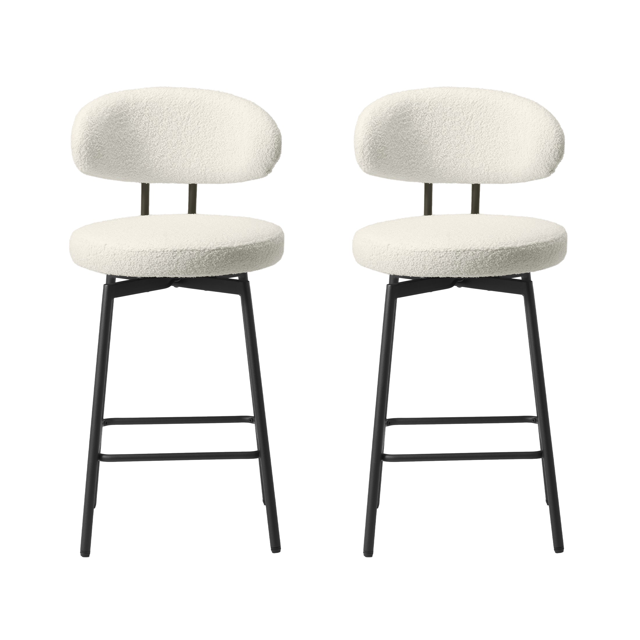 Celine Modern Upholstered Sherpa Fabric Counter Height Bar Stools with Back (Set of 2)