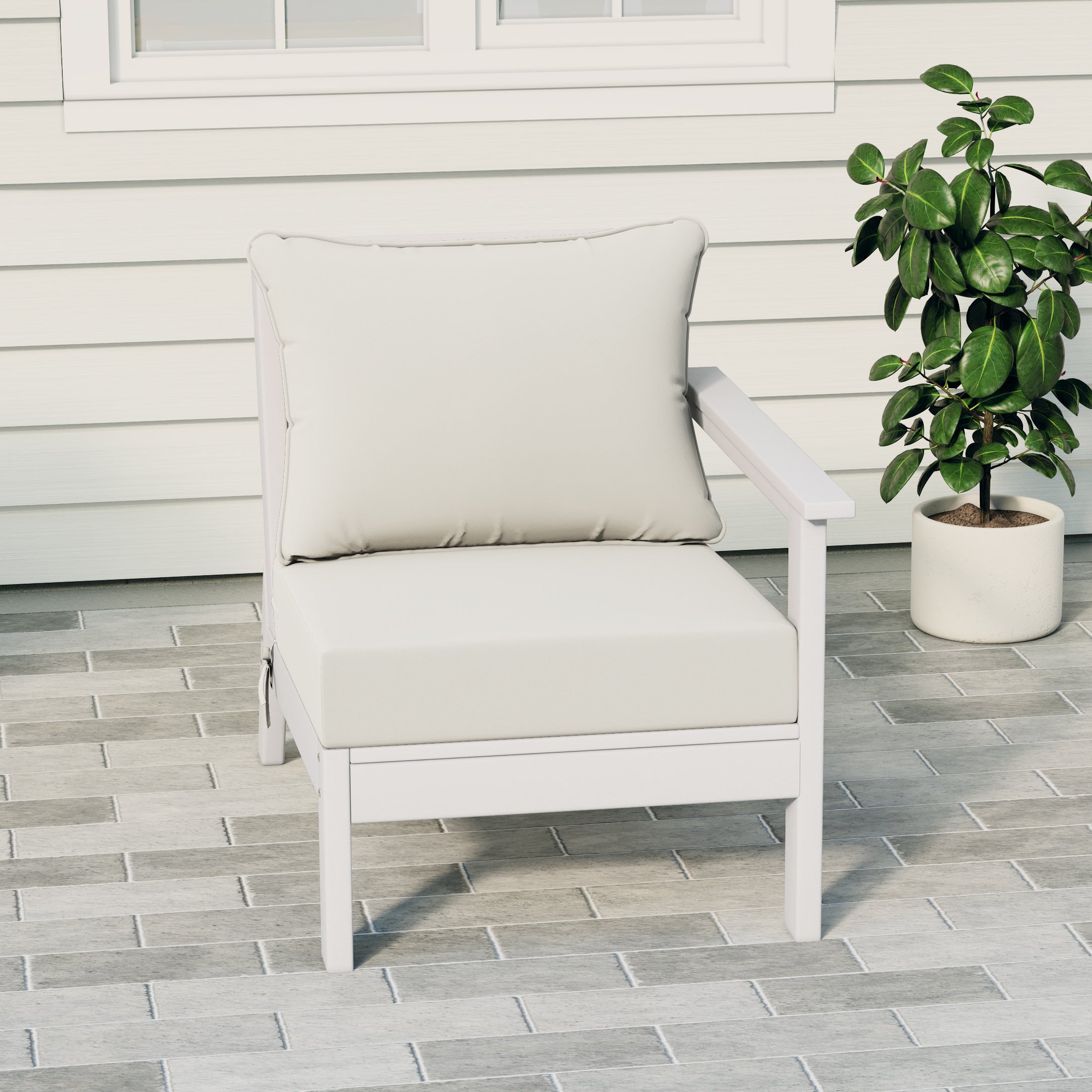 Portsmouth Outdoor Patio HDPE Right Arm Sectional Corner Club Chair with Patio Cushions