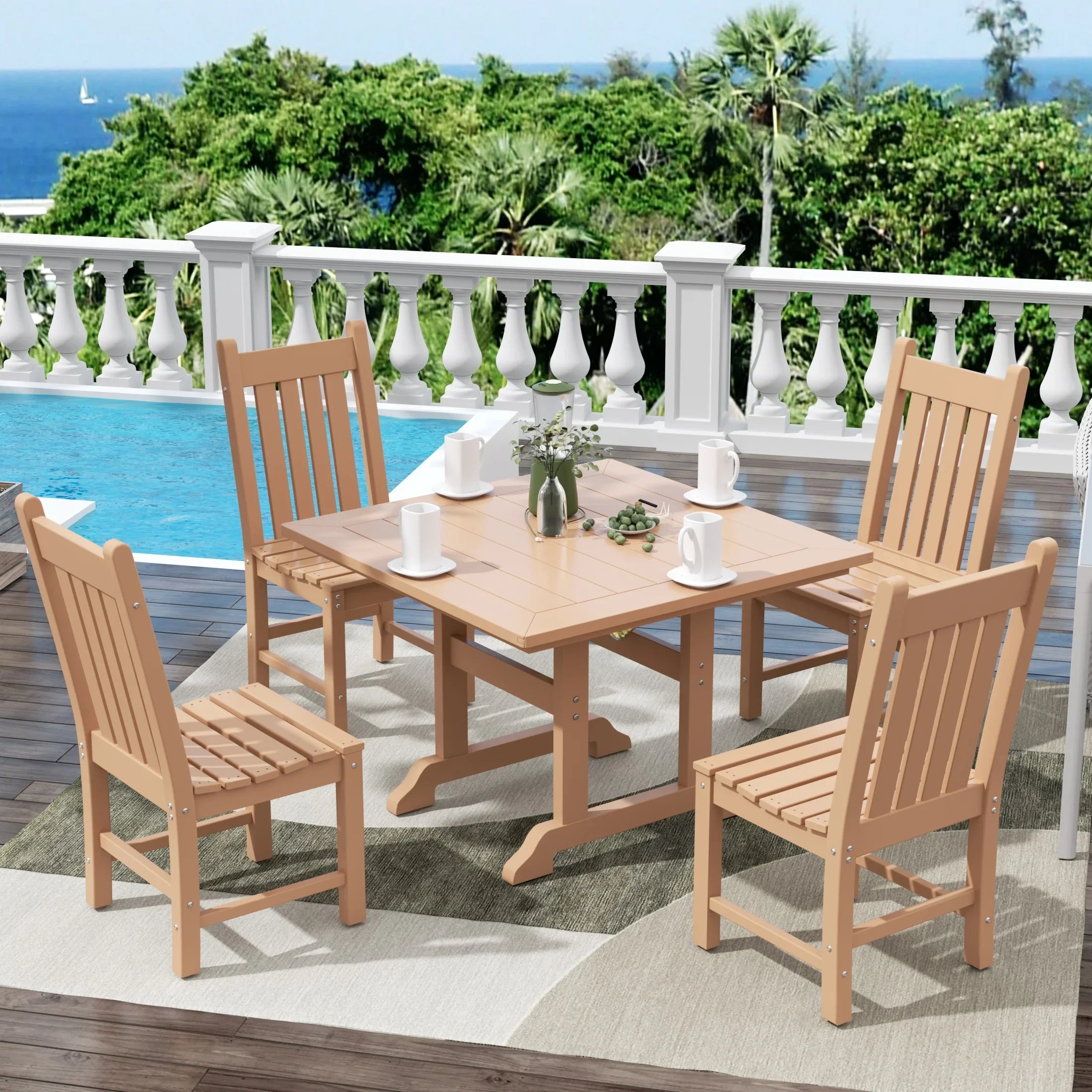 Paradise 5 Piece Outdoor Patio Dining Set Outdoor Square Table and Chair Set