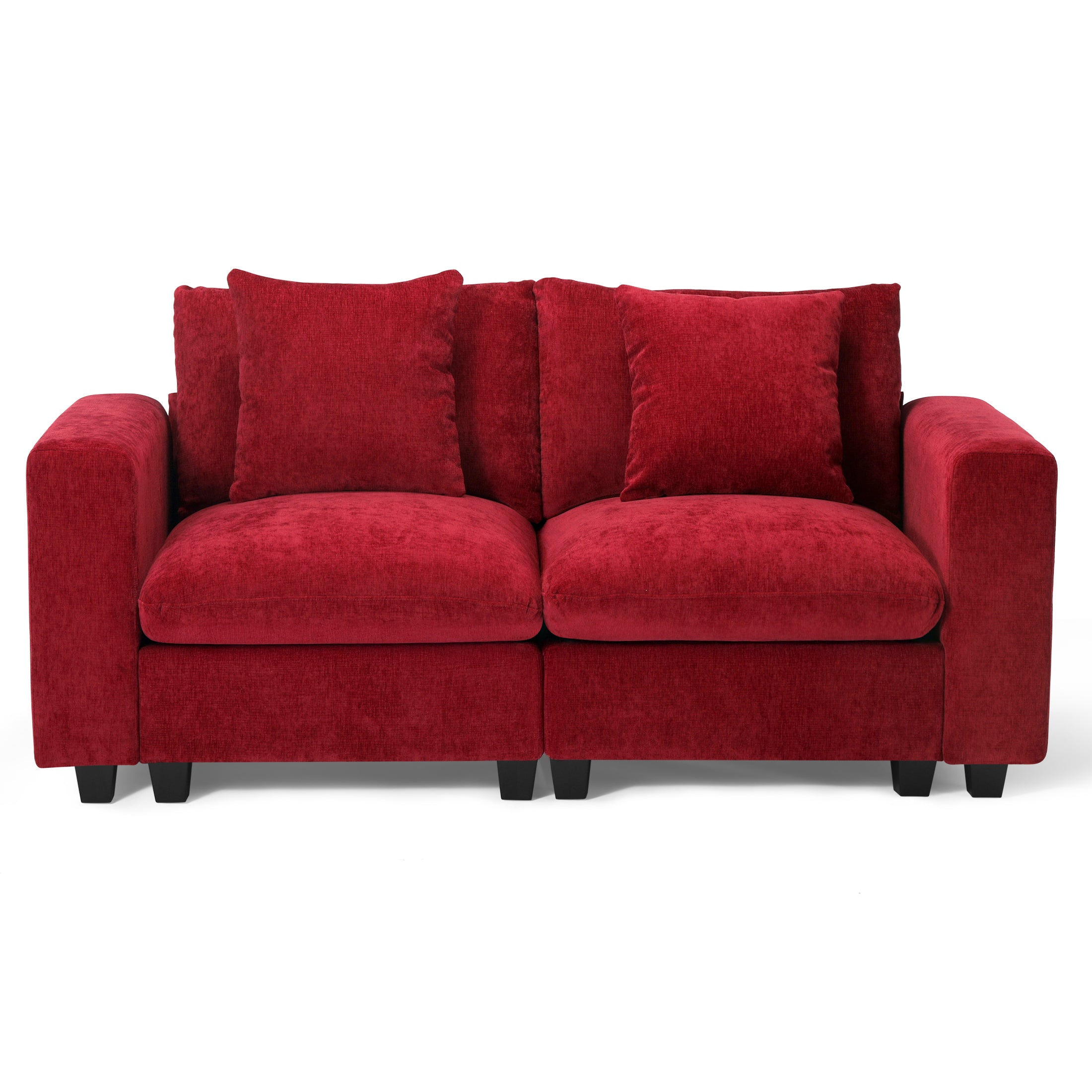 Springfield 70" Modular Chenille Loveseat Sofa With USB/Type-C Ports and Side Pockets