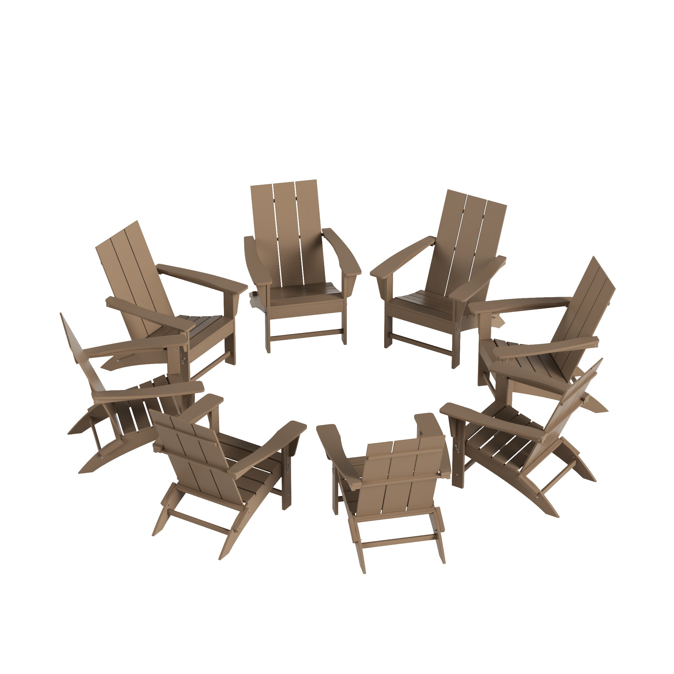 Palms 8-Piece Modern Poly Folding Adirondack Chair Set