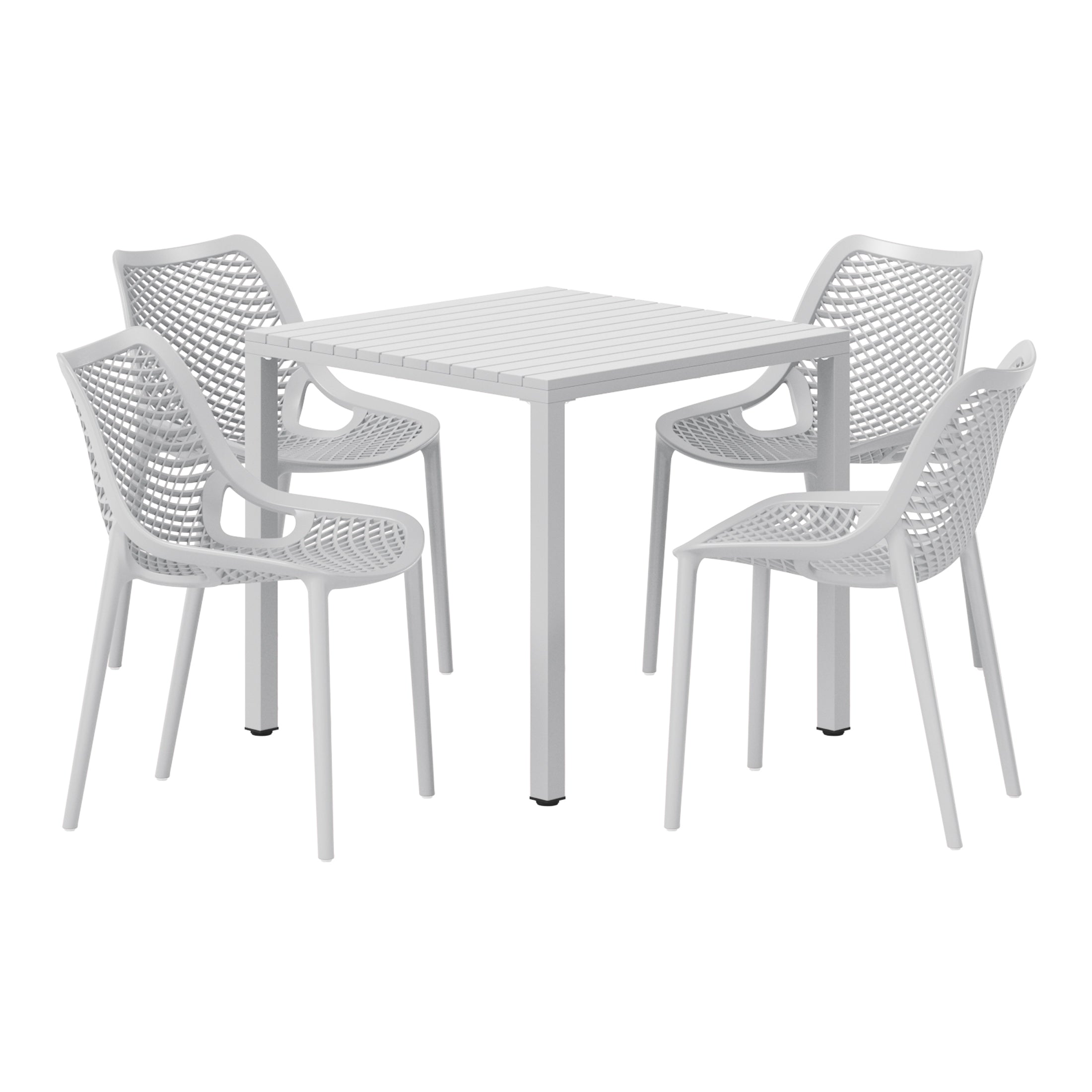 Sunshine 5-Piece Outdoor Patio Metal Frame Dining Table Set with Stackable Patio Dining Chairs