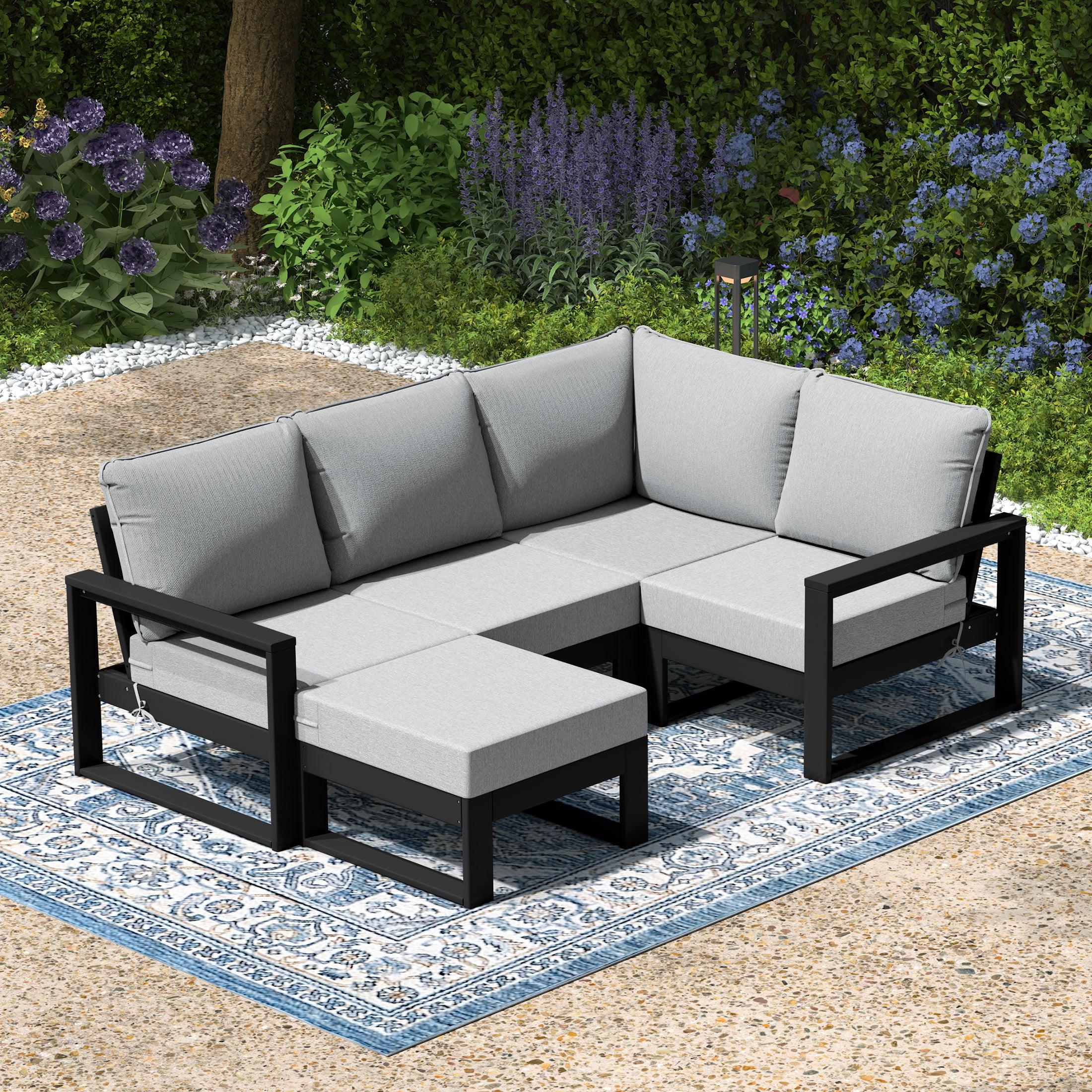 Rockaway 5-piece Outdoor Sectional Modular Patio Furniture Sofa Set