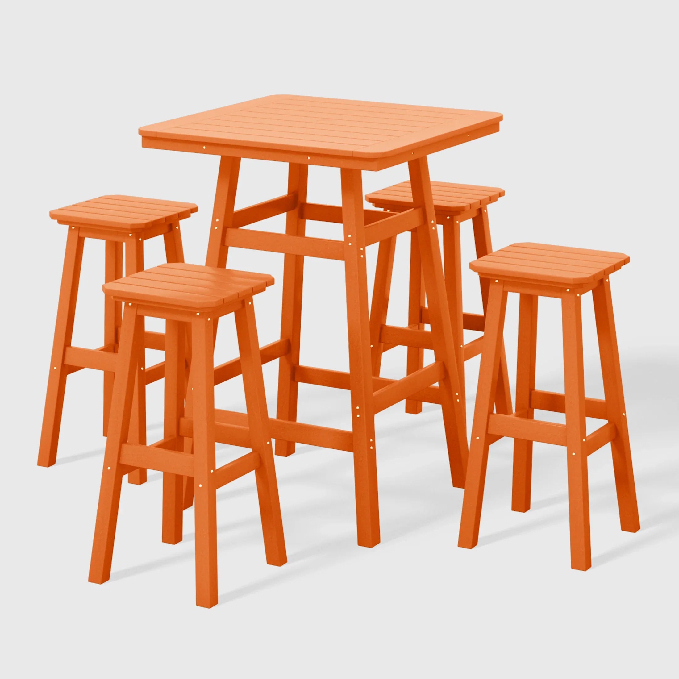 Paradise 5-Piece HDPE Outdoor Patio Dining Bar Bistro Table Set with Bar Stools