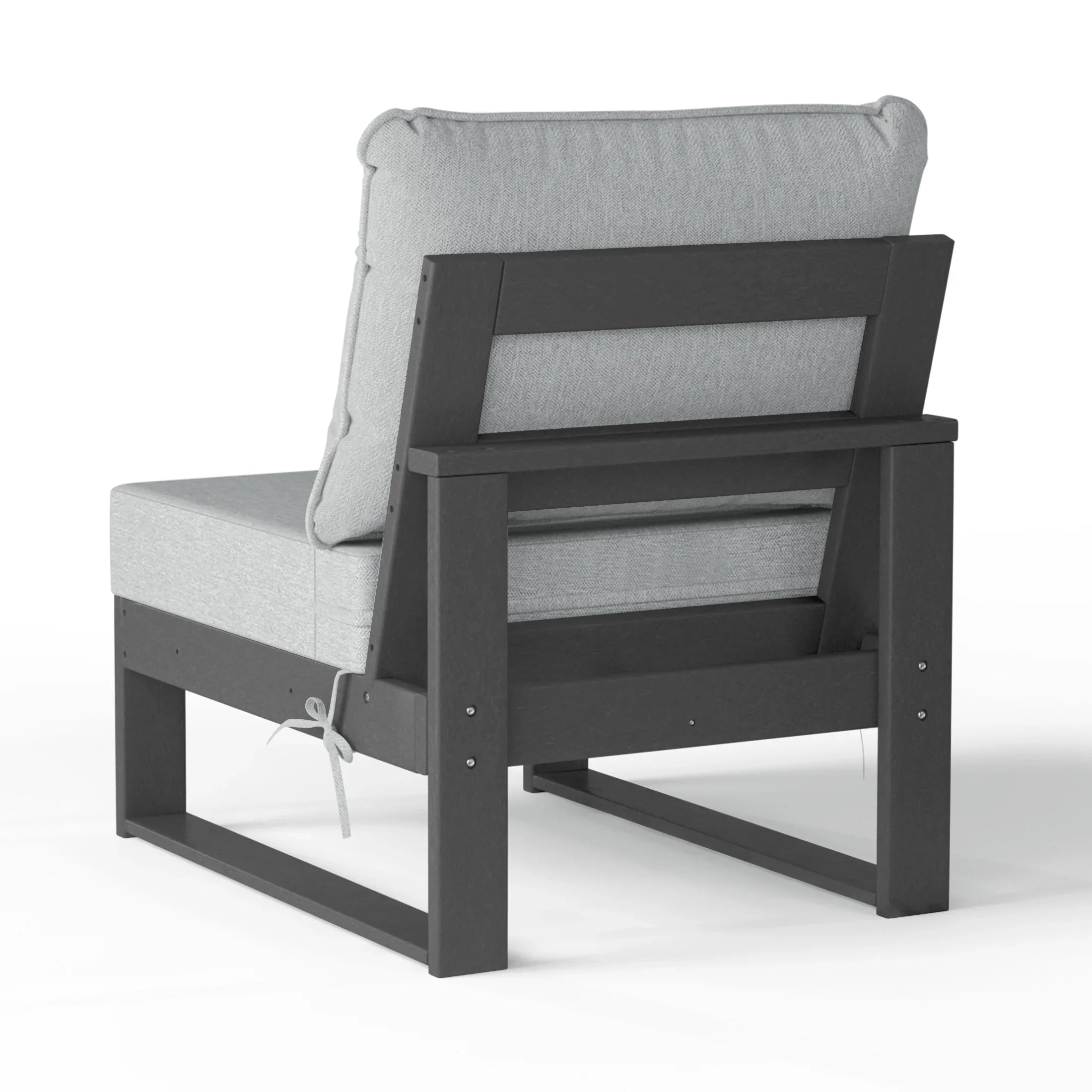 Rockaway Outdoor HDPE Sectional Armless Chair with Water-Proof Patio Cushions