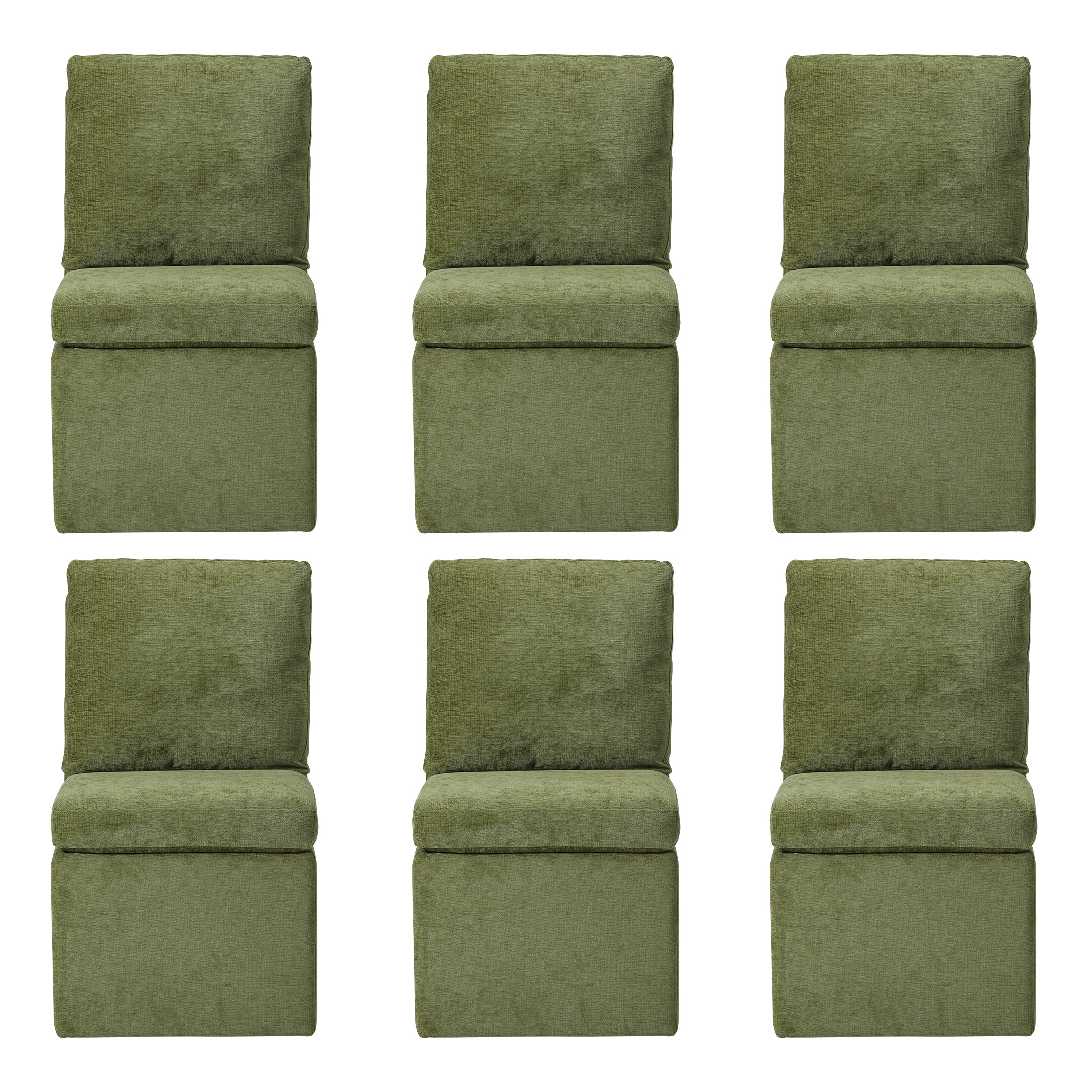 Danburry Modern Upholstered Chenille Armless Dining Chairs With Casters (Set of 6)