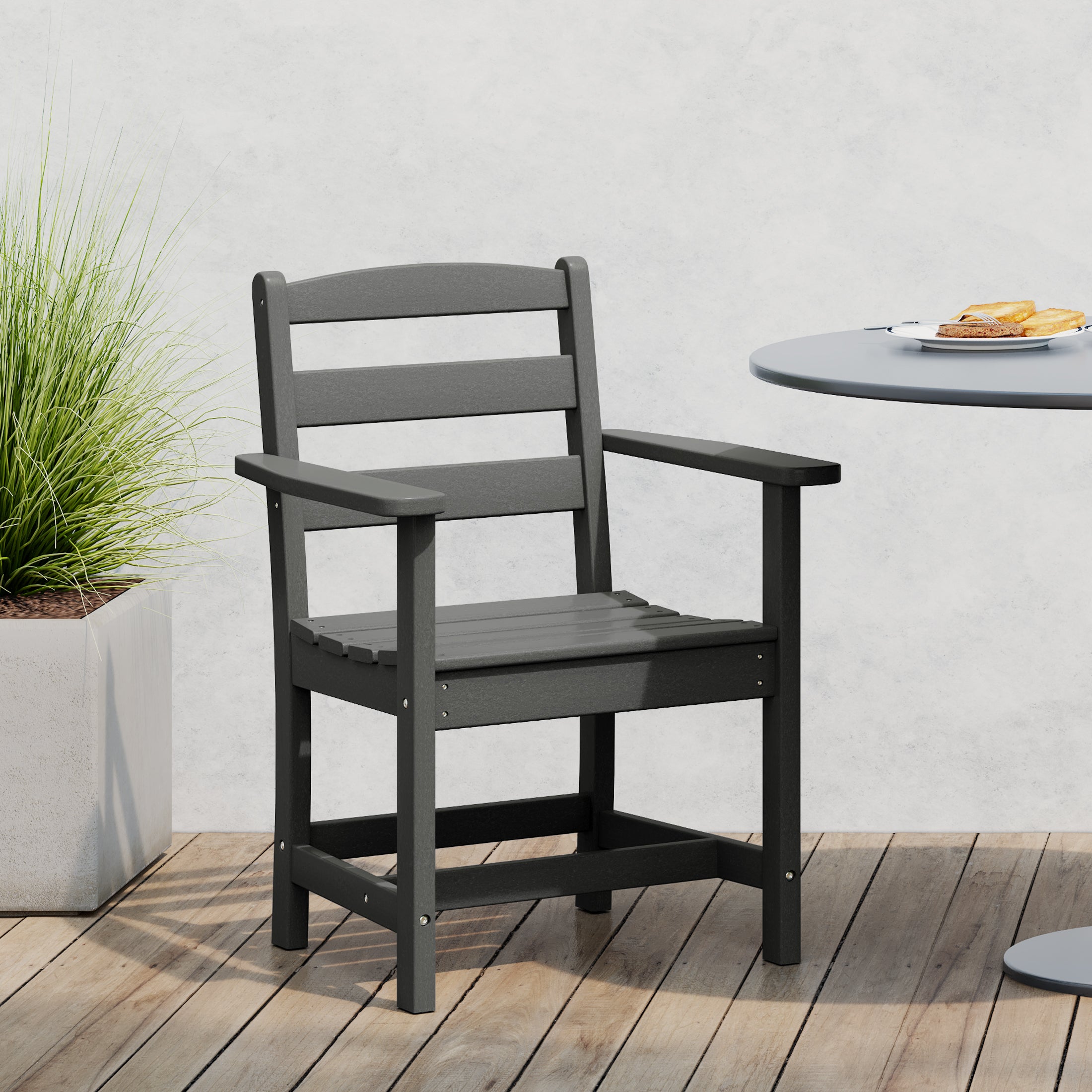 Palms Outdoor HDPE Patio Classic Dining Arm Chair