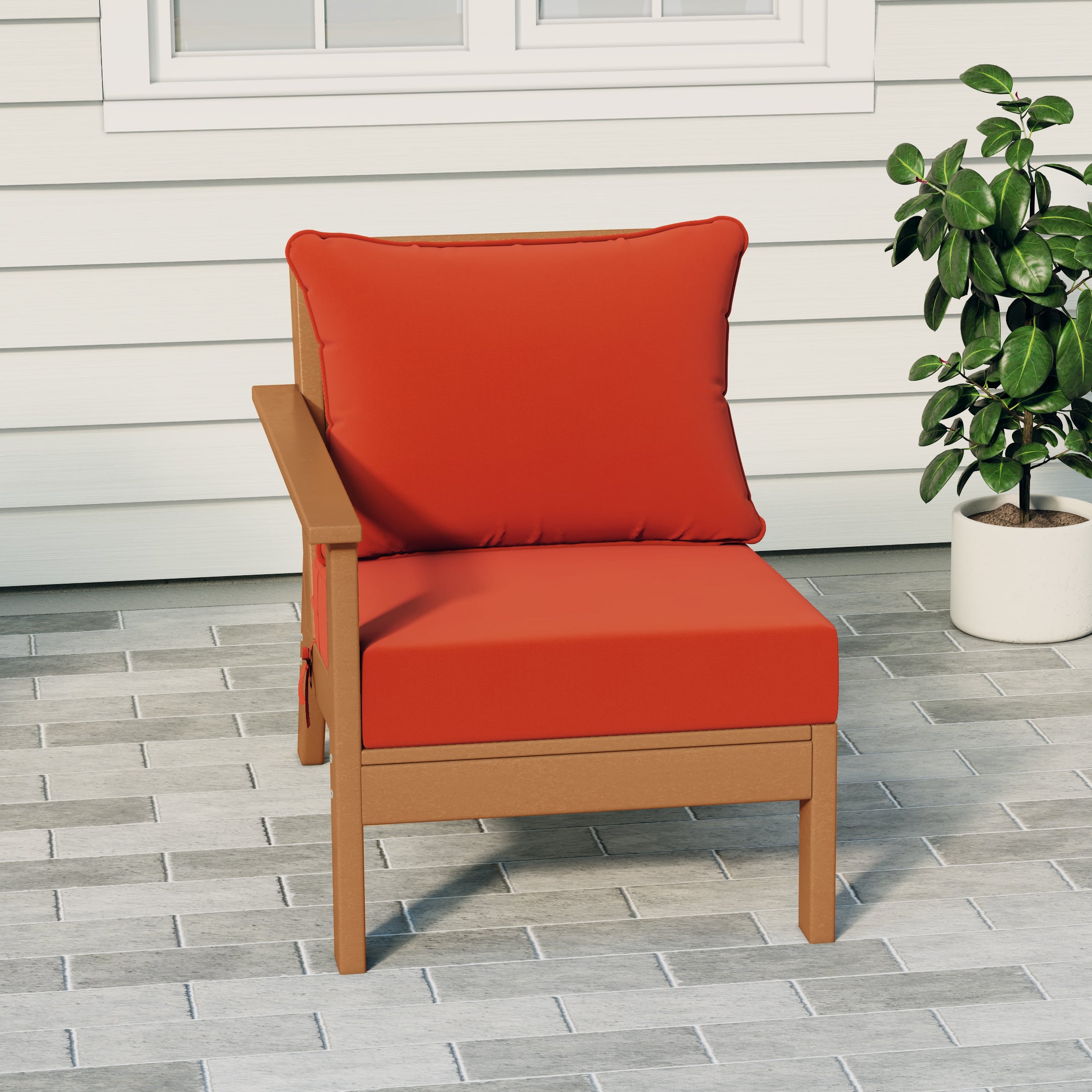 Portsmouth Outdoor Patio HDPE Left Arm Sectional Corner Club Chair with Patio Cushions