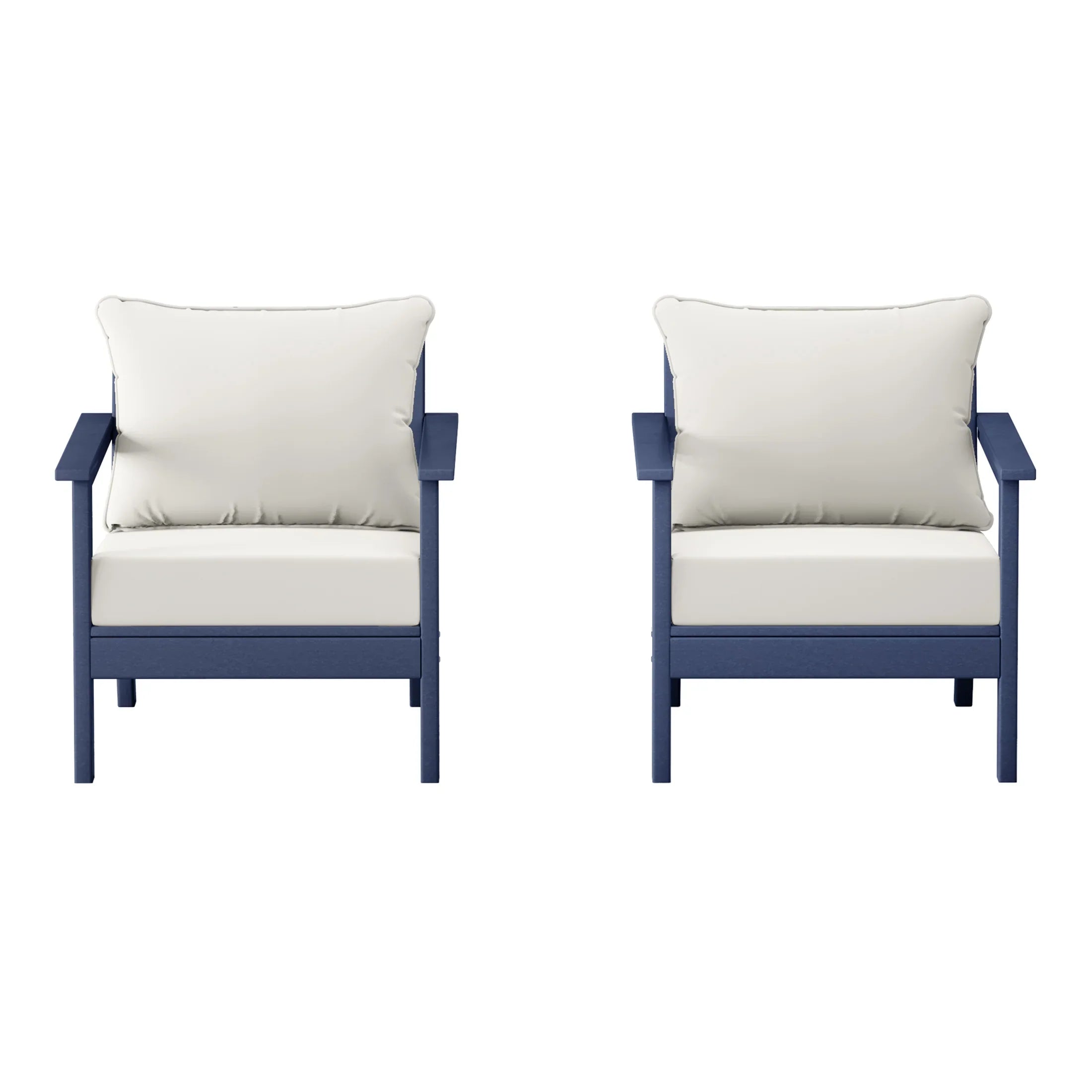 Portsmouth Outdoor Modern HDPE Patio Club Chairs with Deep Seat Cushions (Set of 2)