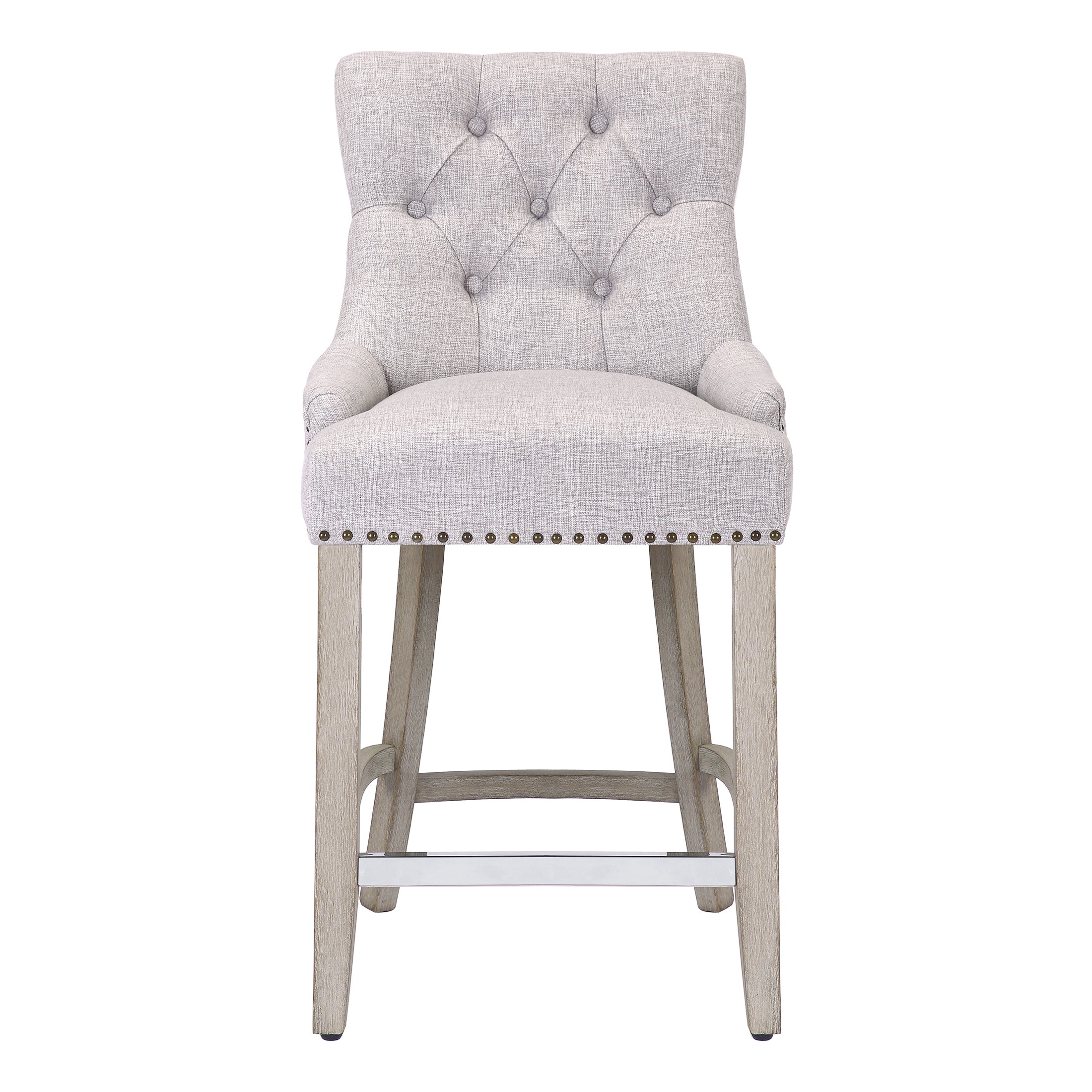 Bellmount 24" Upholstered Wood Bar Stool with Tufted Back