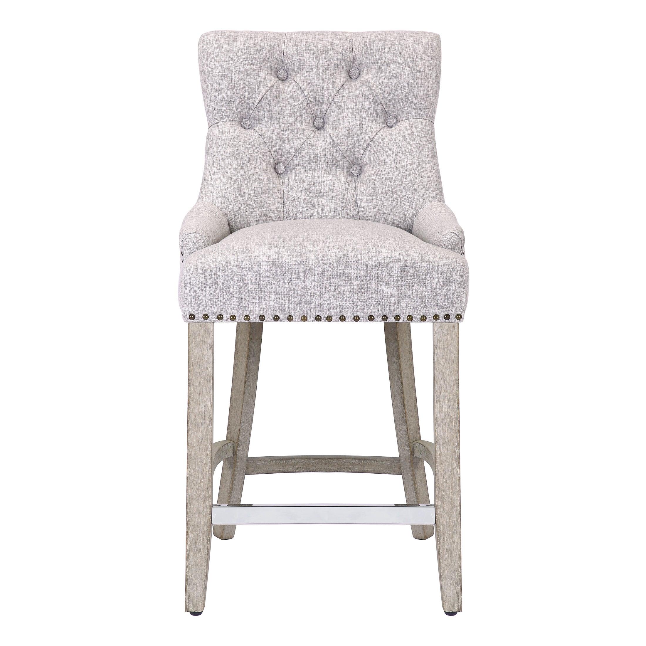 Bellmount 24" Upholstered Wood Bar Stool with Tufted Back
