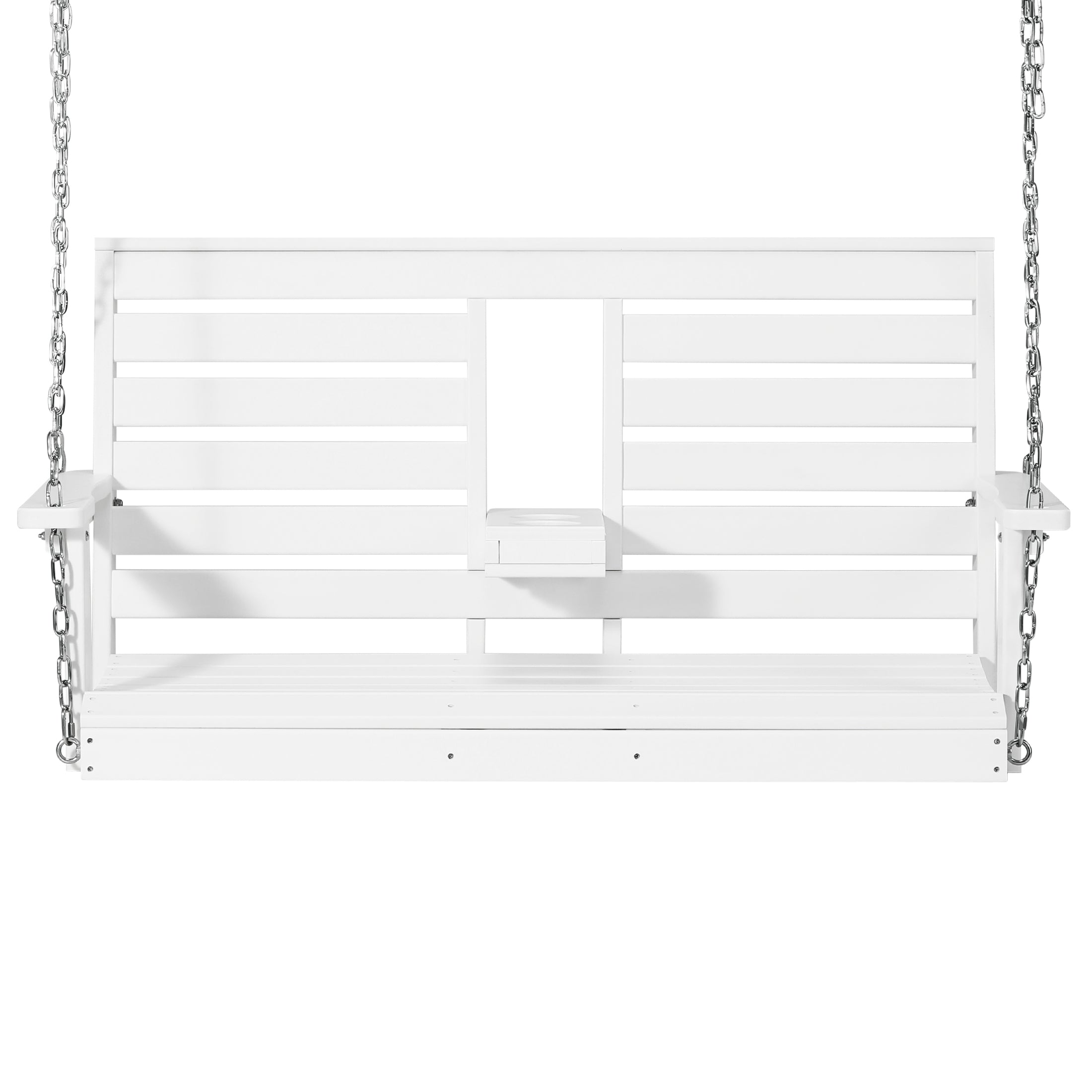 Charleston Outdoor HDPE 54" Front Hanging Porch Swing Bench With Cupholders