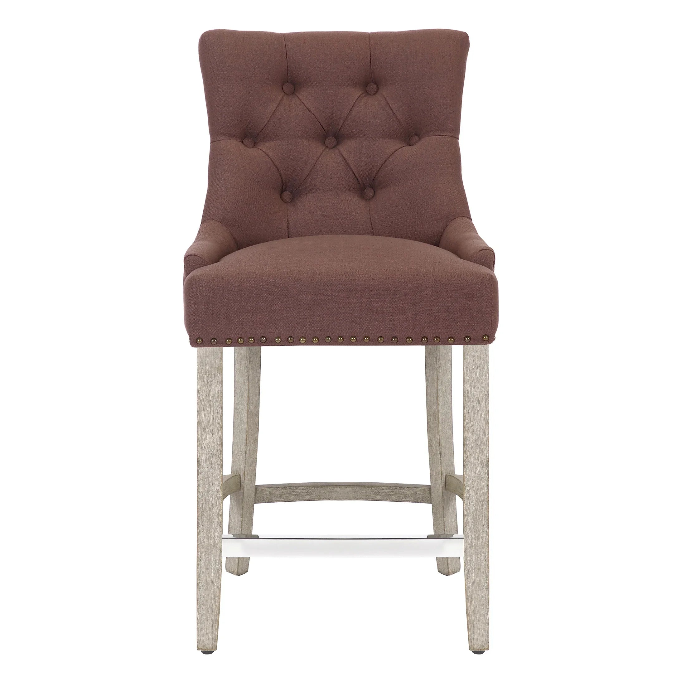 Bellmount 24" Upholstered Wood Bar Stool with Tufted Back