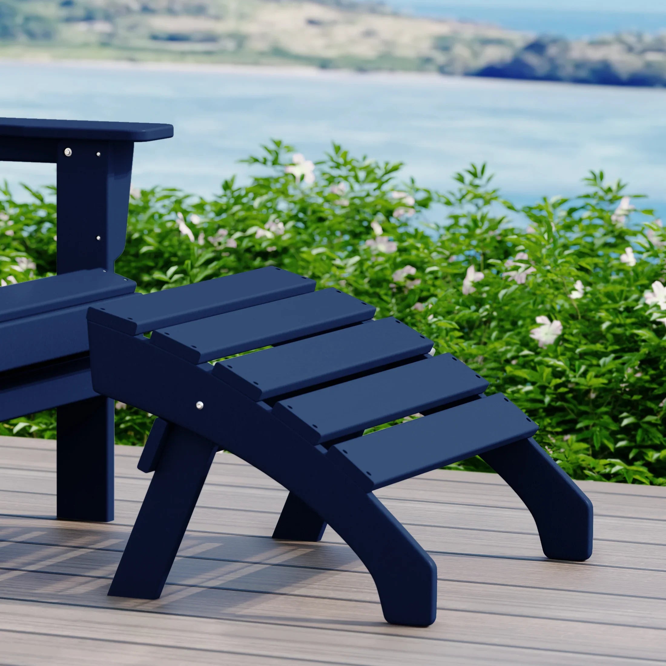 Portside Outdoor Patio HDPE Adirondack Ottoman Footrest