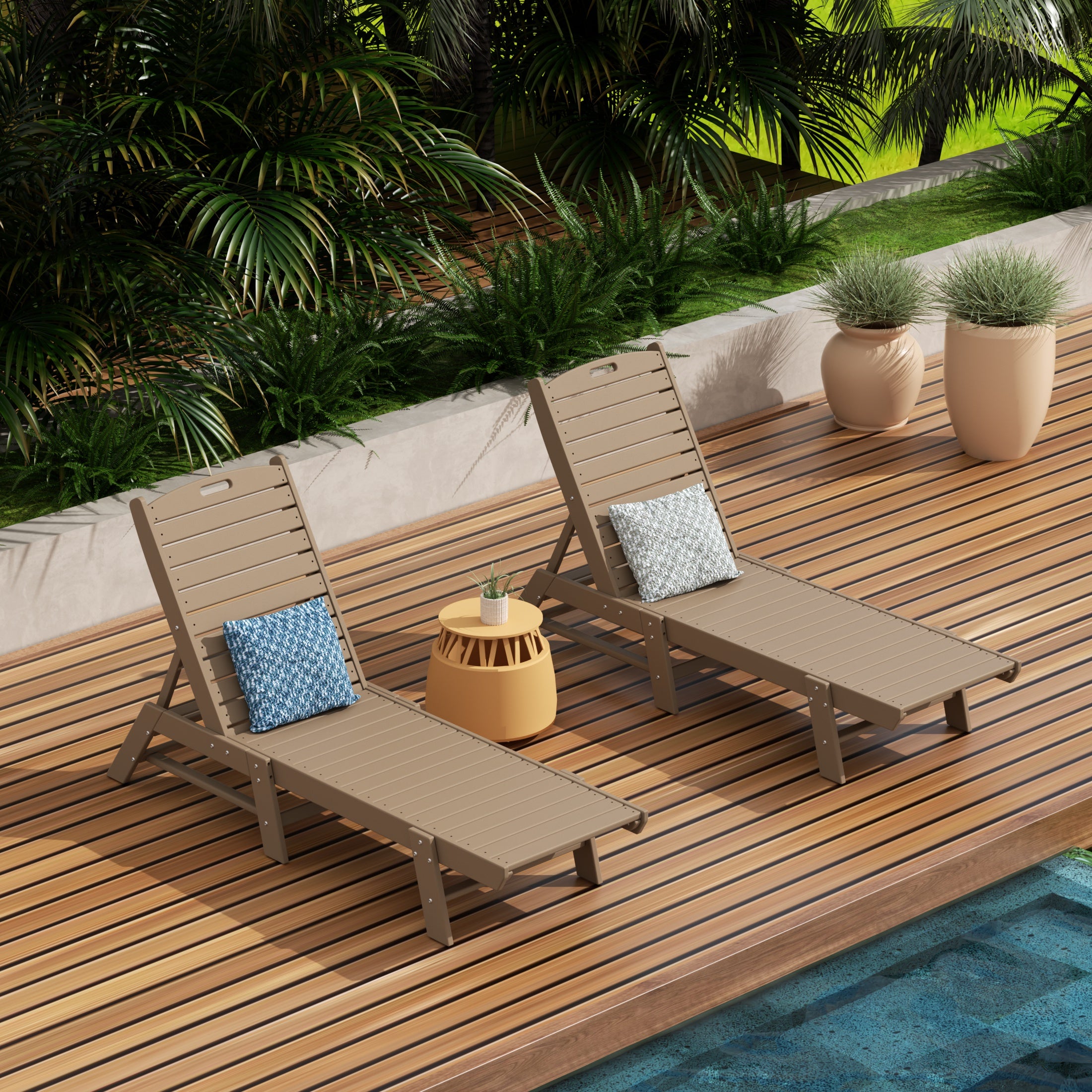 Paradise Poly Reclining Outdoor Patio Chaise Lounge Chair Adjustable (Set of 2)