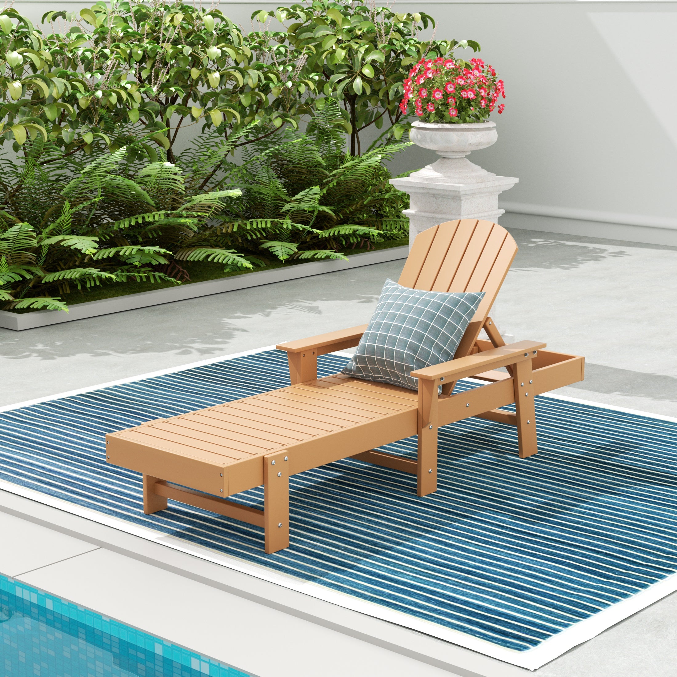 Portside Adirondack Poly Reclining Chaise Lounge With Arms