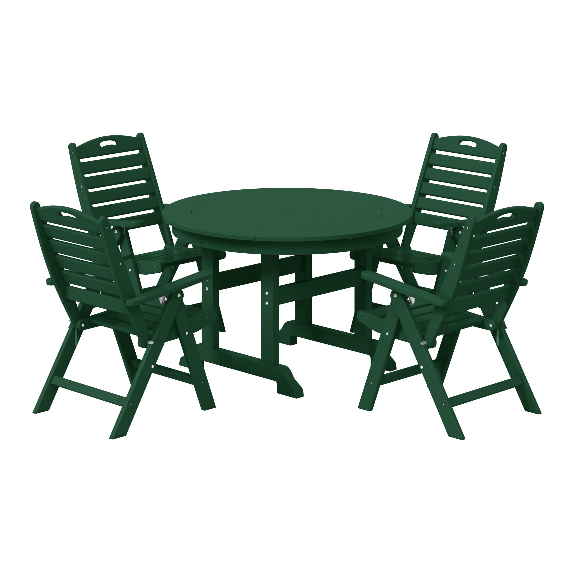 Paradise 5-Piece HDPE Round Patio Dining Table Set with Foldable Chairs