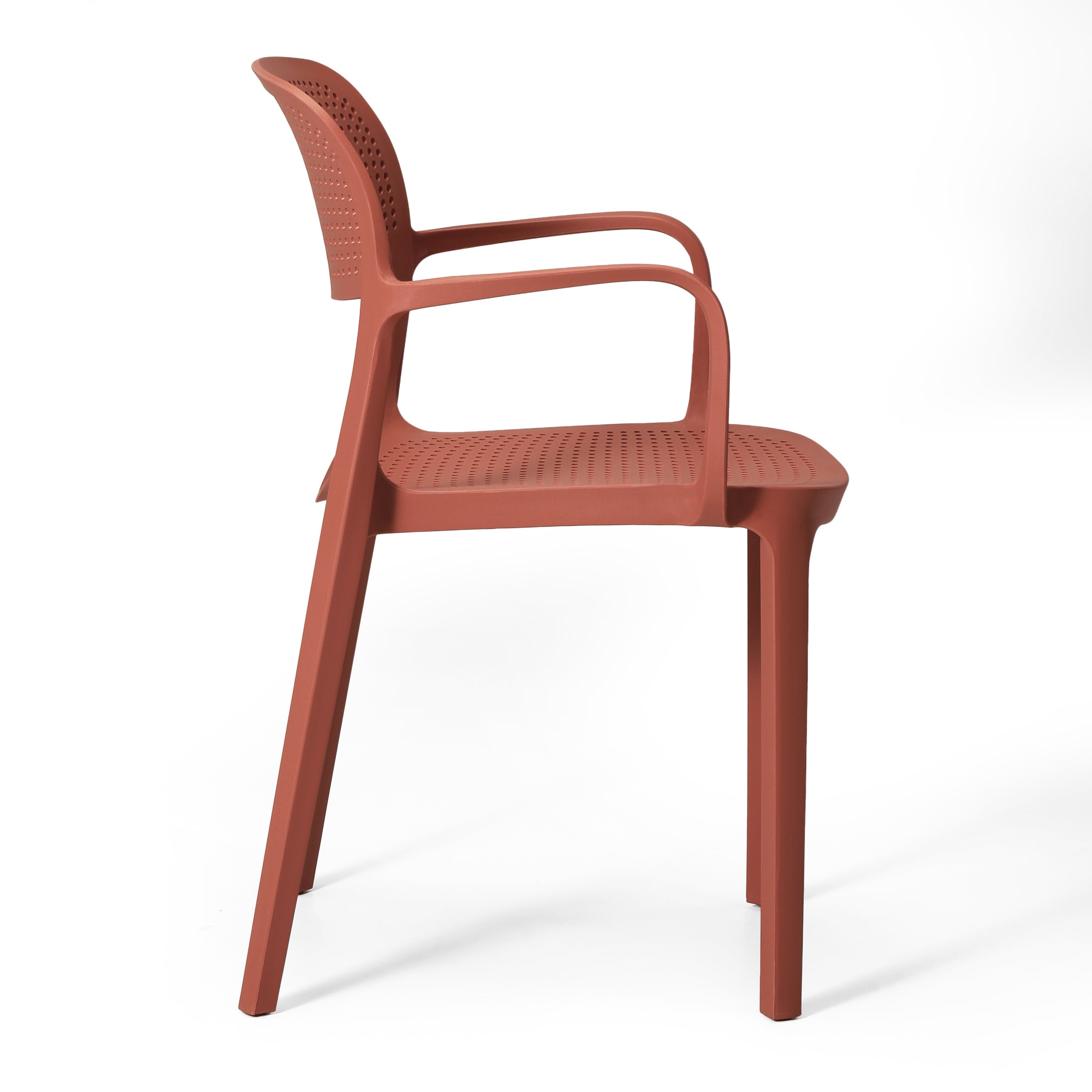 Sunshine 3-Piece Round Metal Bistro Dining Table Set And Stackable Resin Patio Dining Arm Chairs