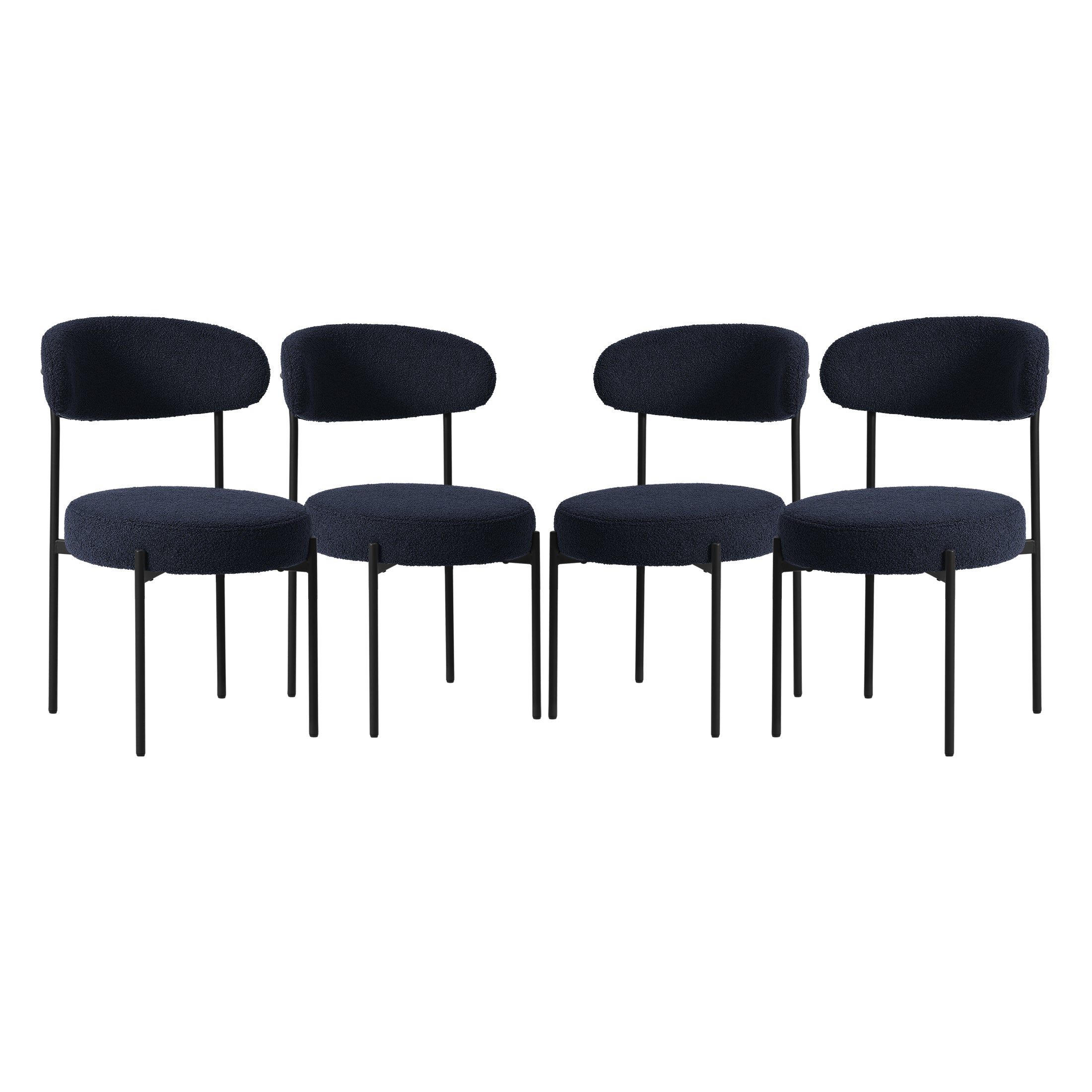 Celine Mid-Century Modern Upholstered Sherpa Round Dining Chairs (Set of 4)