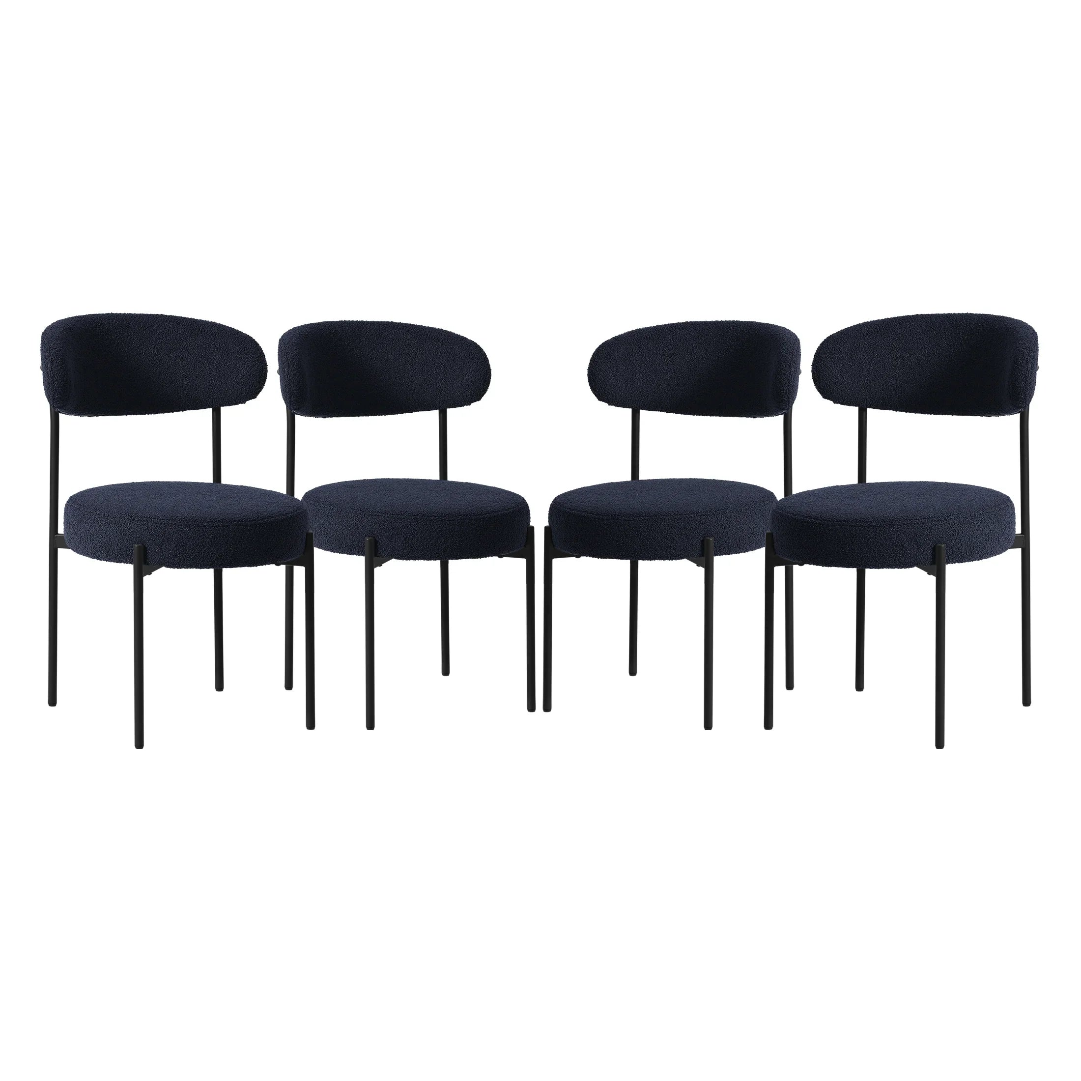 Celine Mid-Century Modern Upholstered Sherpa Round Dining Chairs (Set of 4)