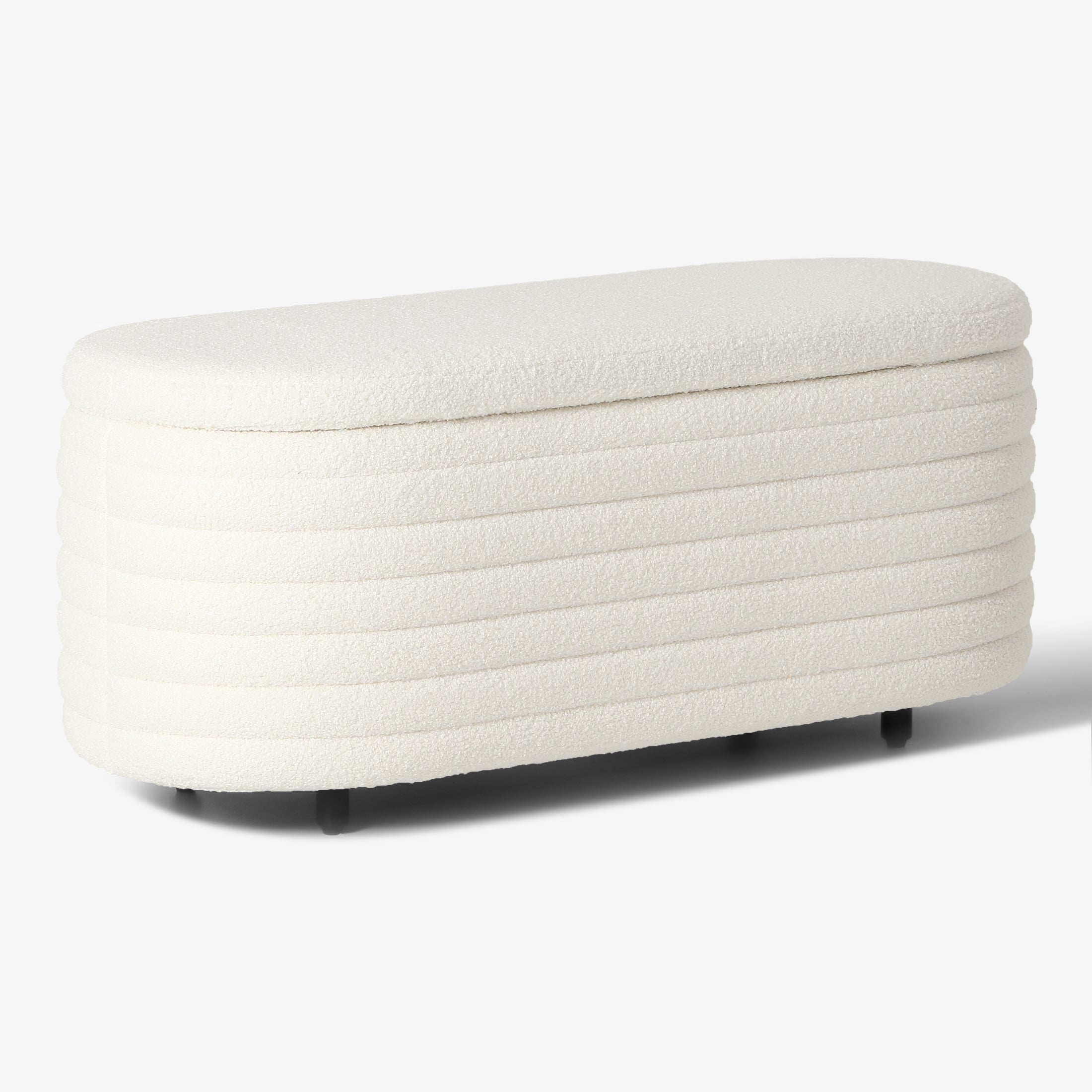 Celine 42" Wide Mid-Century Modern Upholstered Teddy Sherpa Tufted Oval Storage Ottoman Bench