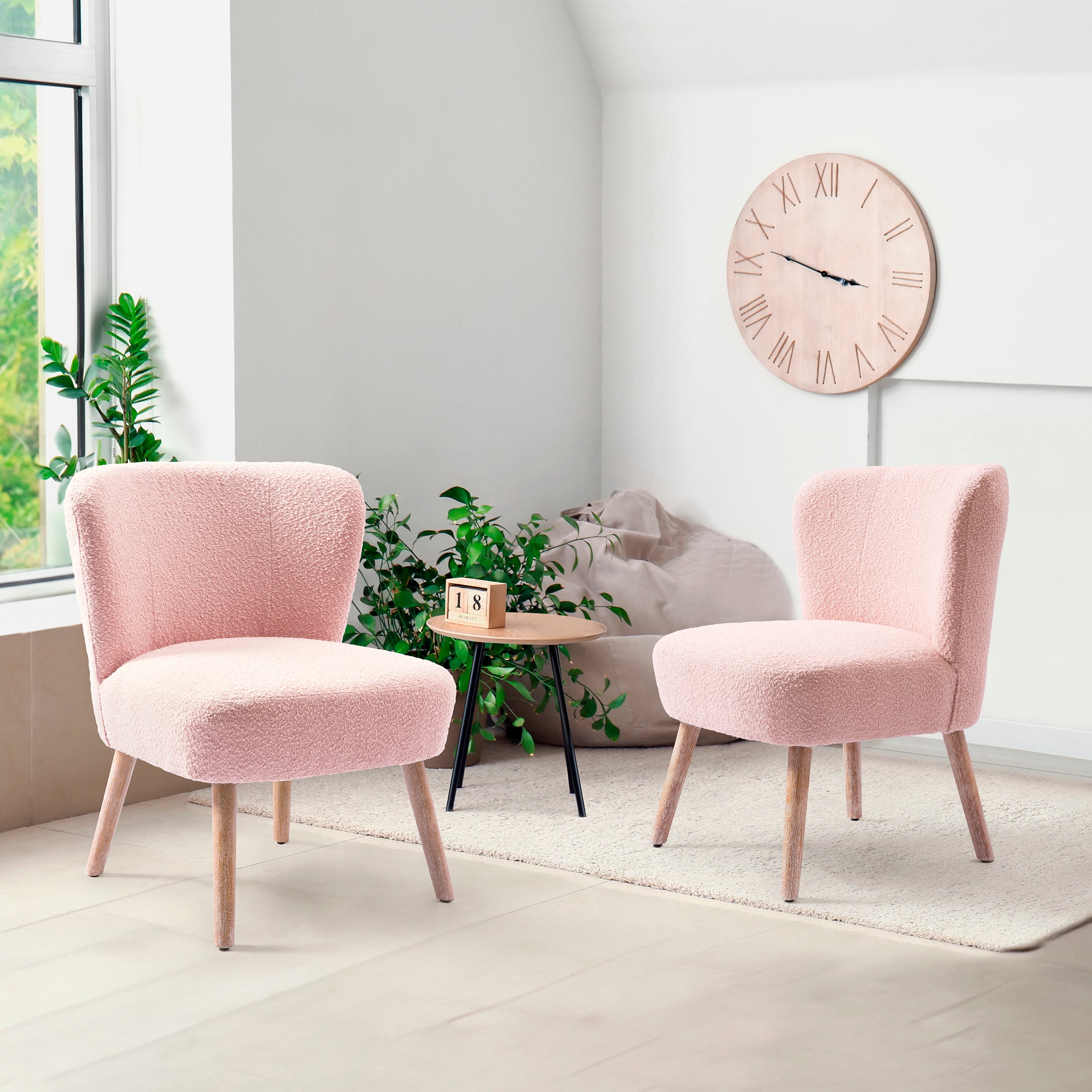 Amélie 25" Wide Upholstered Boucle Accent Chairs Set of Two