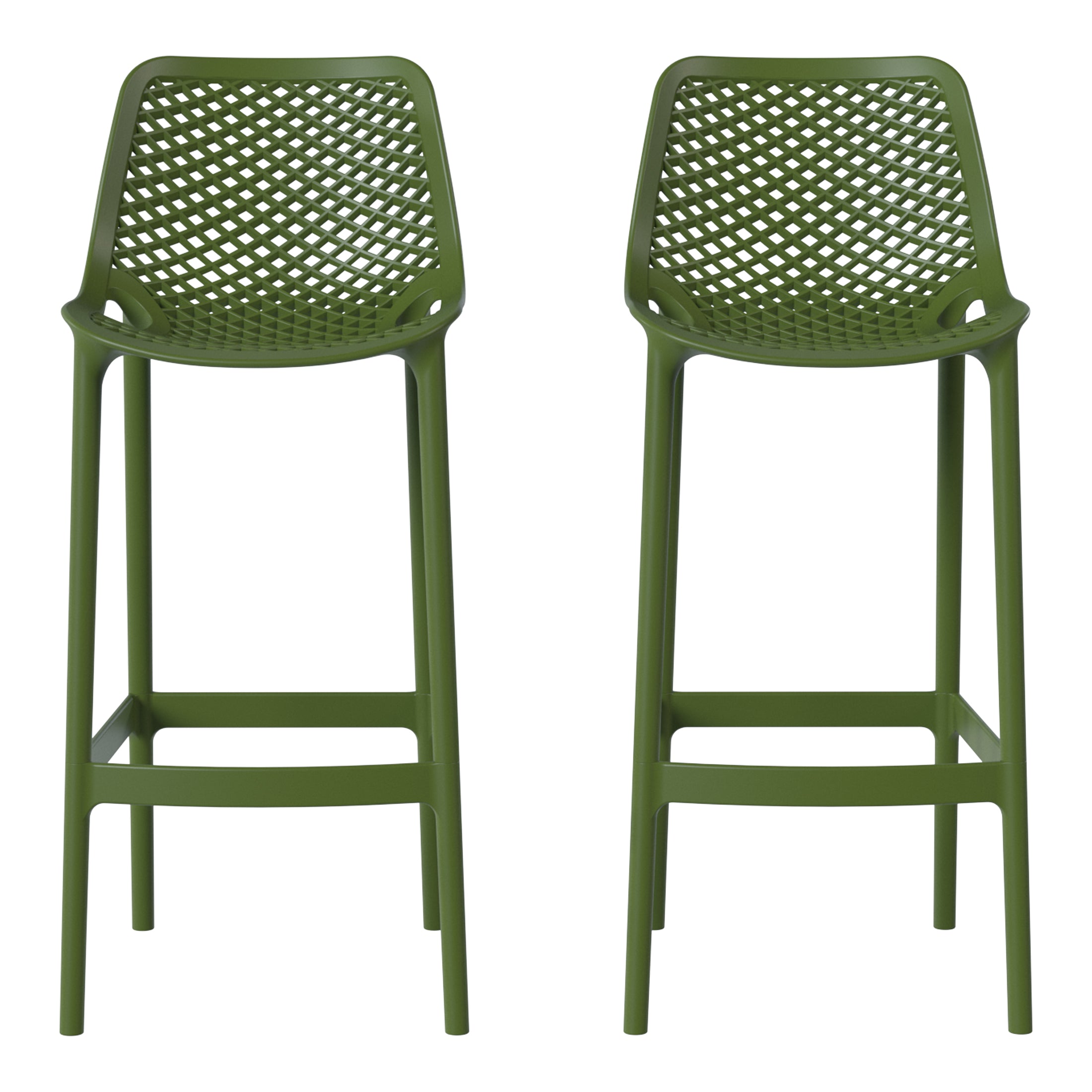 Sunshine 41.75" Outdoor Modern Polypropylene Plastic Patio Bar Height Stools (Set of 2)