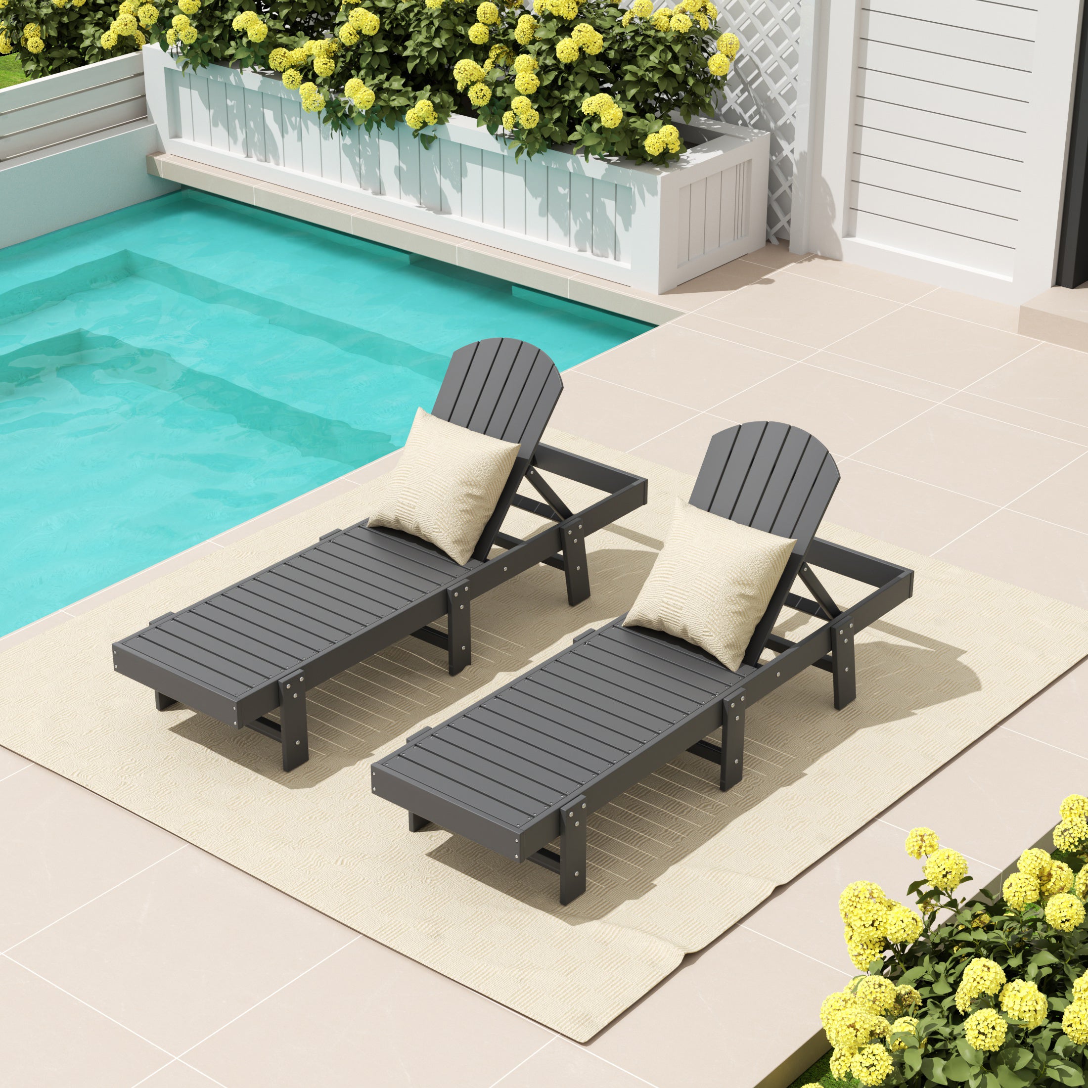 Portside Classic Adirondack Poly Reclining Chaise Lounge