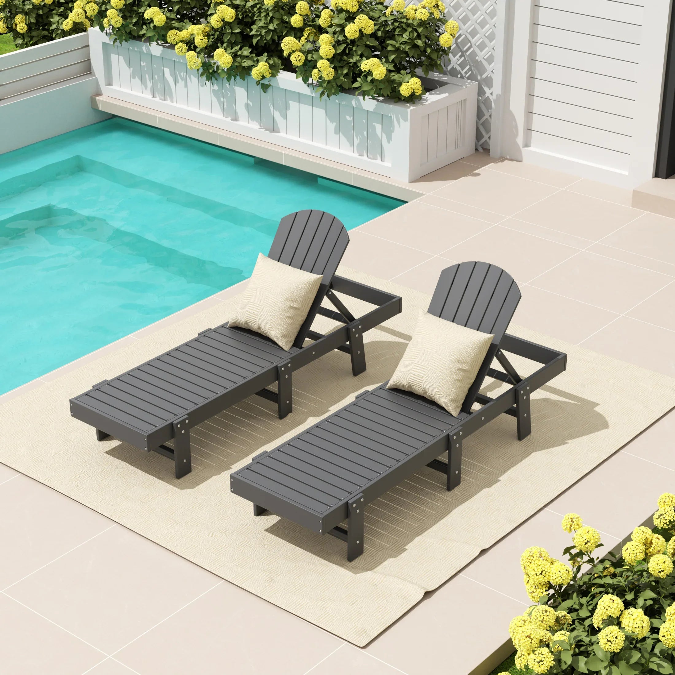 Portside Classic Adirondack Poly Reclining Chaise Lounge