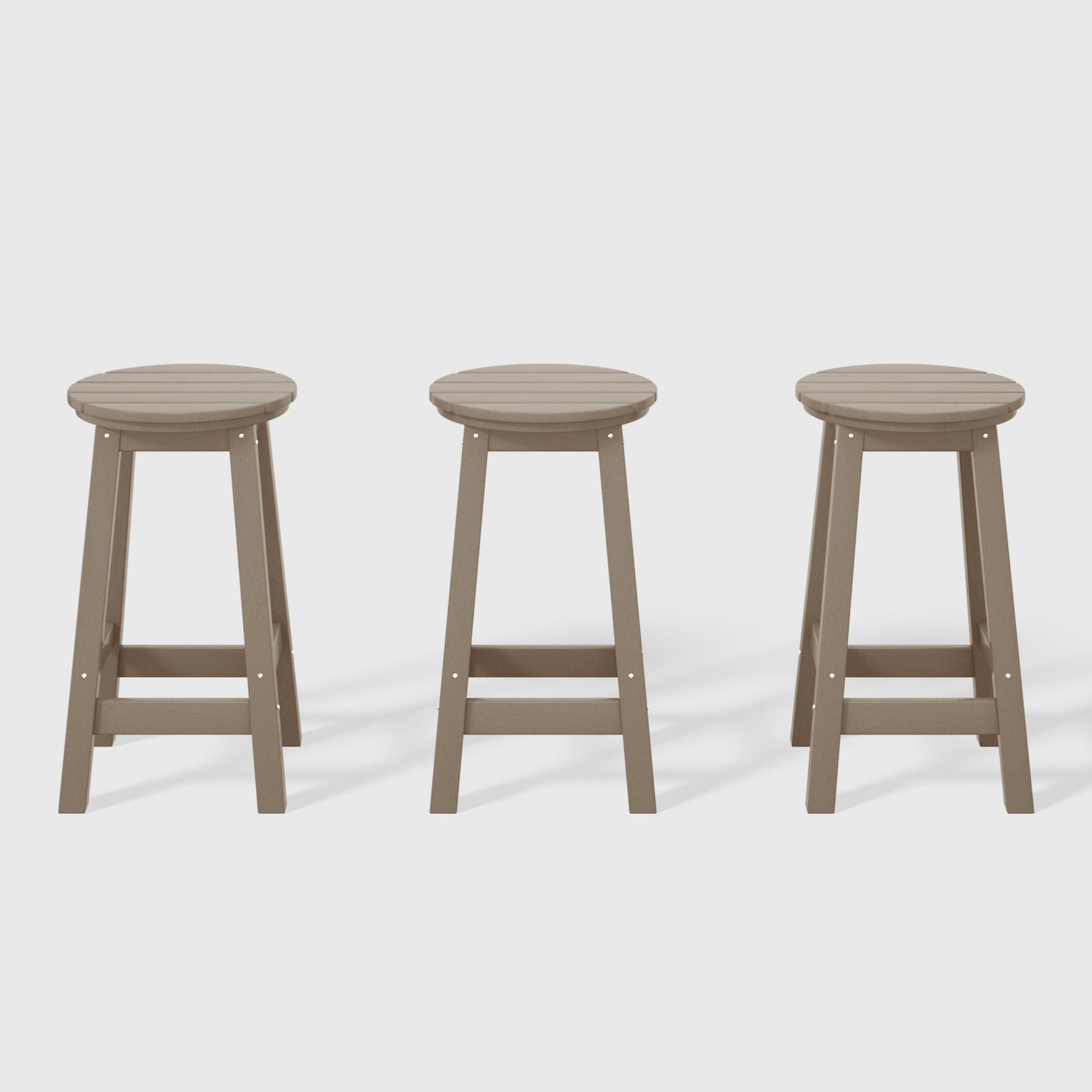 Paradise 24" HDPE Outdoor Patio Round Counter Height Bar Stool Set of 3