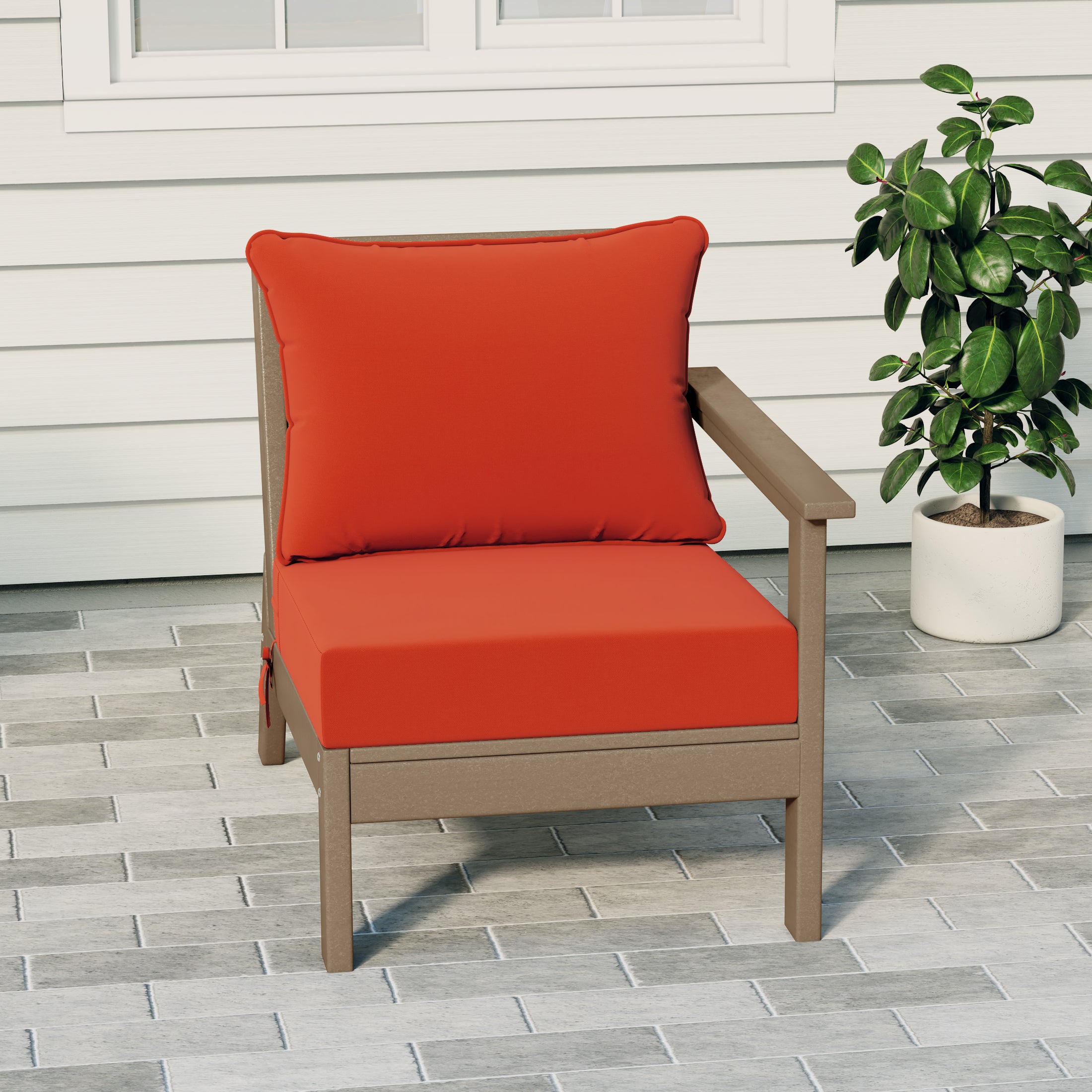 Portsmouth Outdoor Patio HDPE Right Arm Sectional Corner Club Chair with Patio Cushions