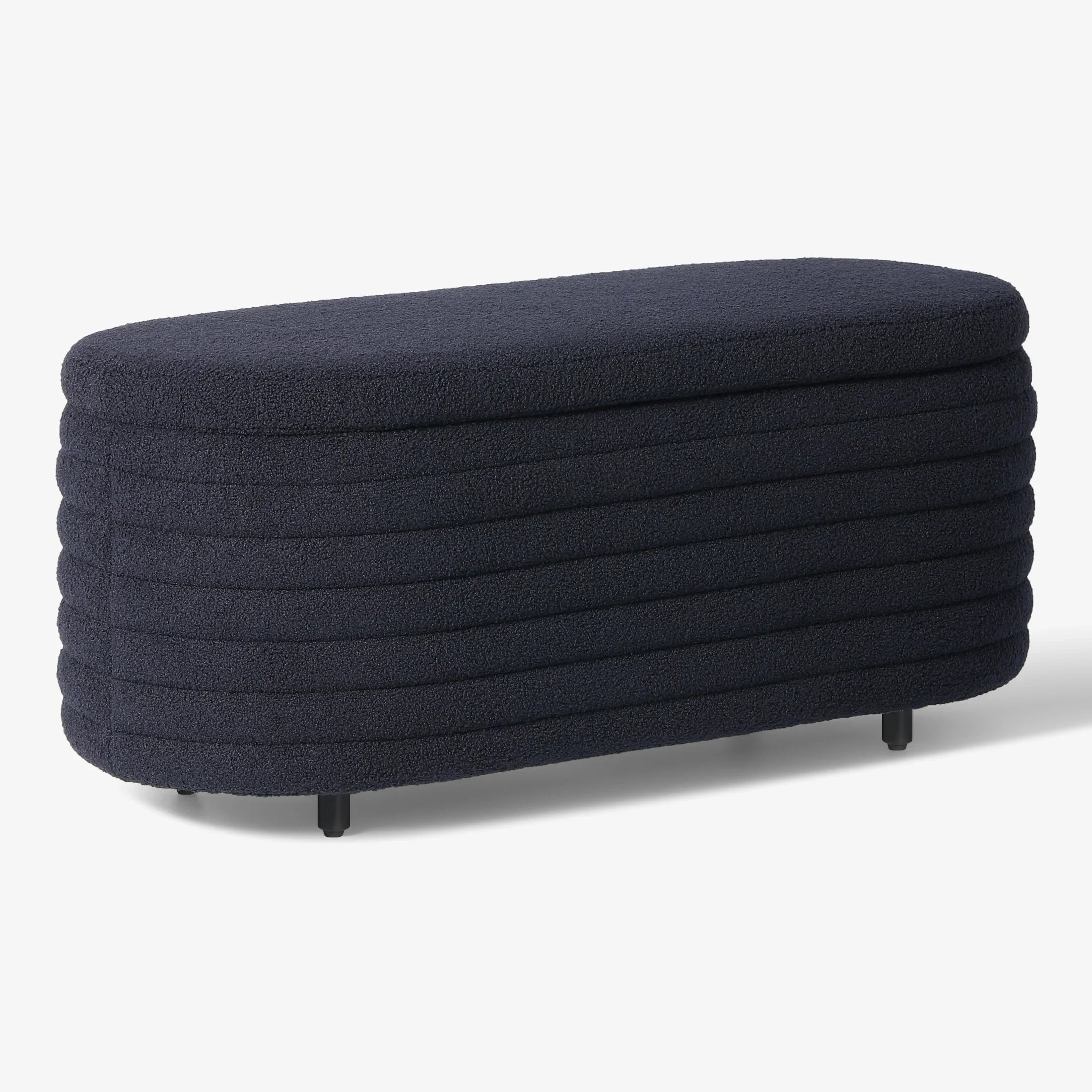 Celine 42" Wide Mid-Century Modern Upholstered Teddy Sherpa Tufted Oval Storage Ottoman Bench