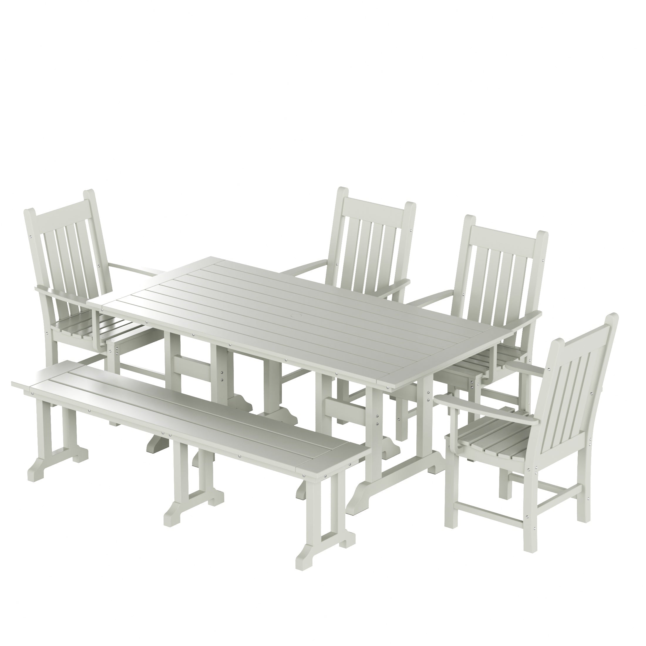 Paradise 6 Piece Outdoor Patio Dining Set Outdoor Table and Bench Armchair Set