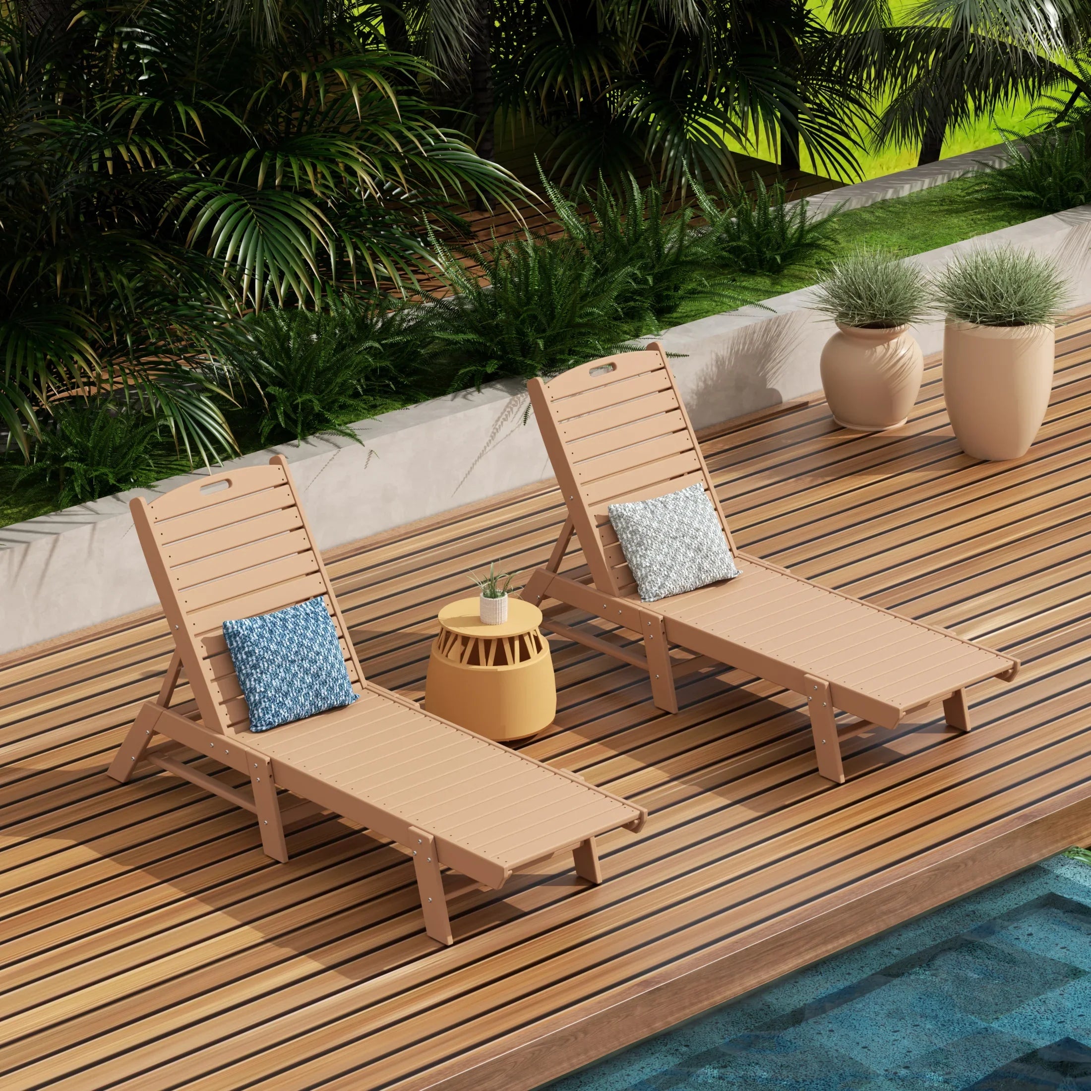 Paradise Poly Reclining Outdoor Patio Chaise Lounge Chair Adjustable (Set of 2)