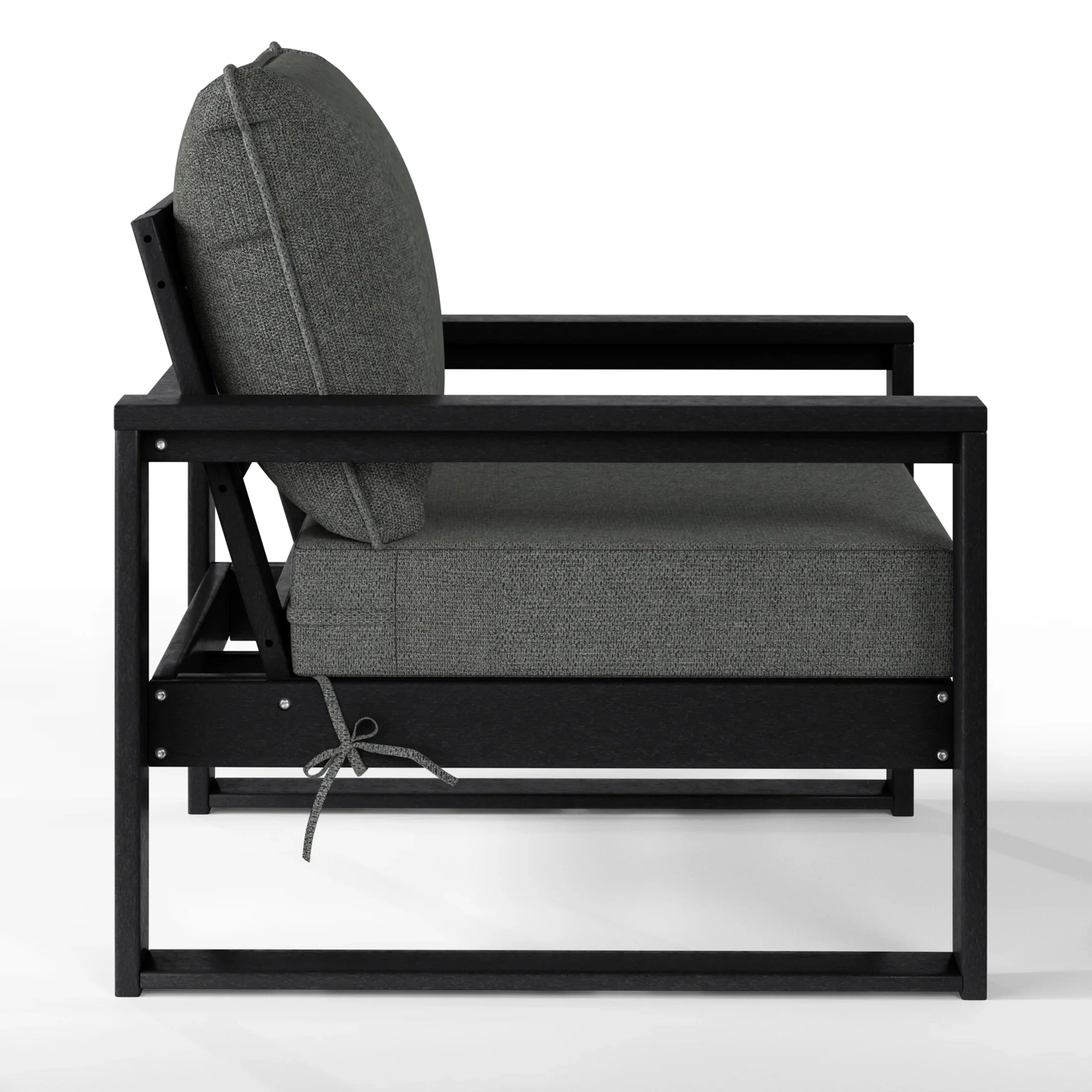 Rockaway Outdoor Modern HDPE Patio Club Chair with Waterproof Deep Seat Cushions