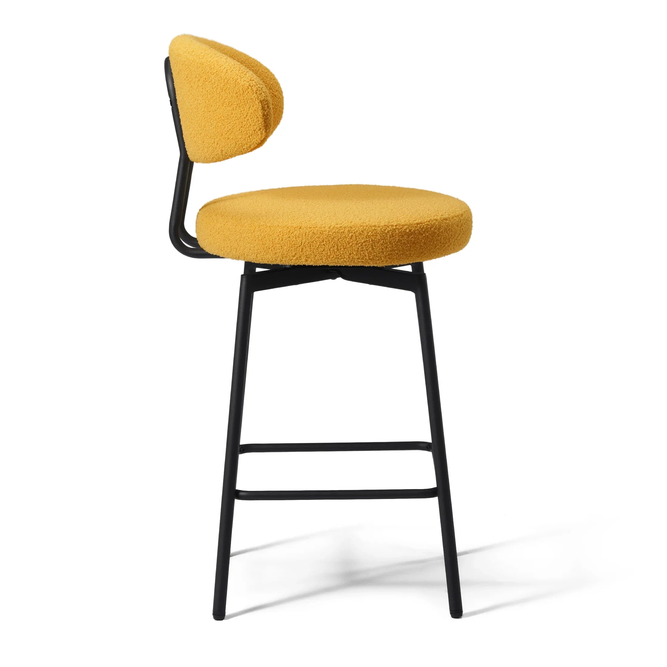 Celine Modern Upholstered Sherpa Fabric Counter Height Bar Stools with Back (Set of 2)