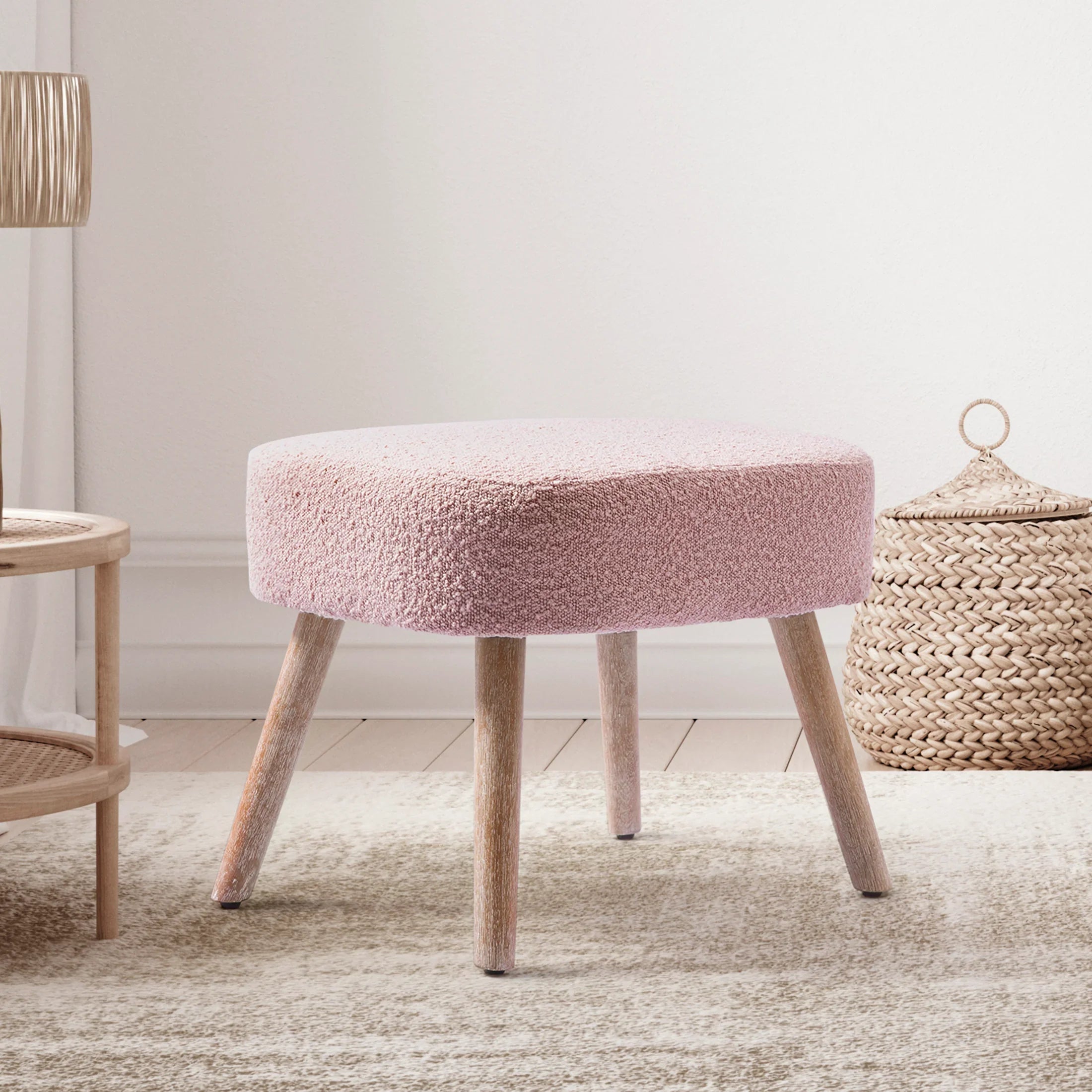 Amélie 21" Wide Square Upholstered Cushion Ottoman Foot Stool