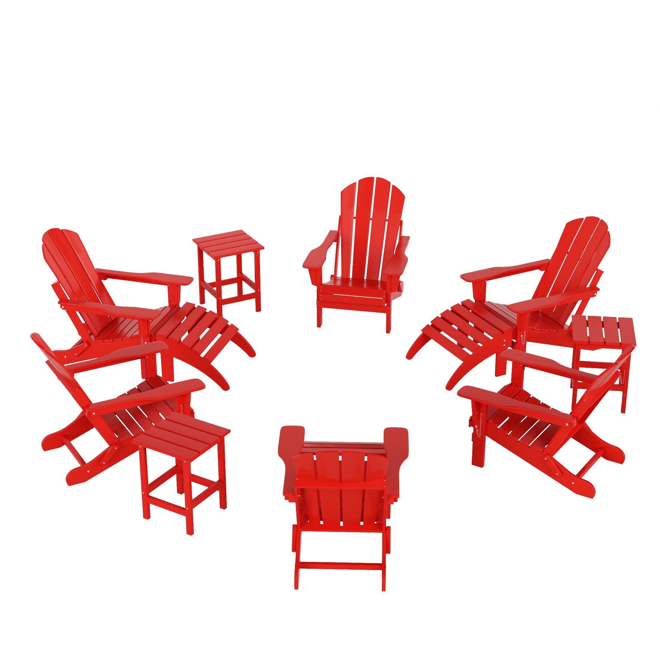 Paradise 12-Piece Outdoor Folding Poly Adirondack Chair With Ottoman And Side Table