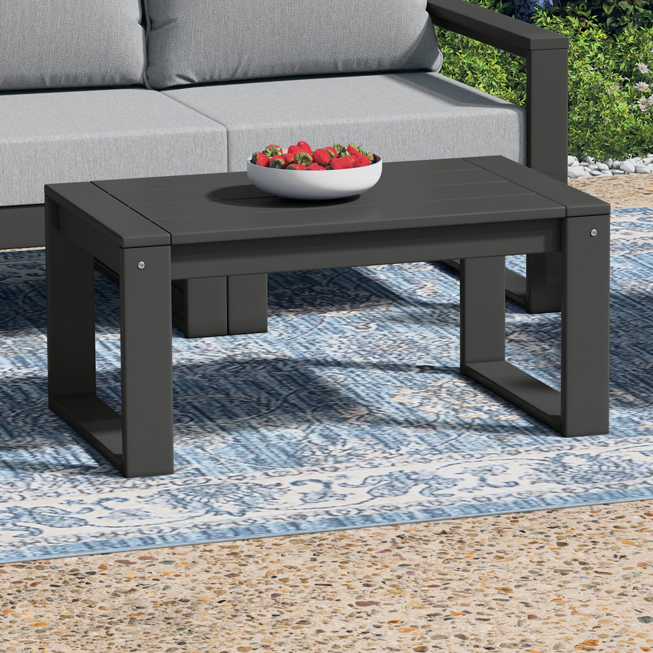 Rockaway Modern Outdoor HDPE Rectangle Patio Coffee Table