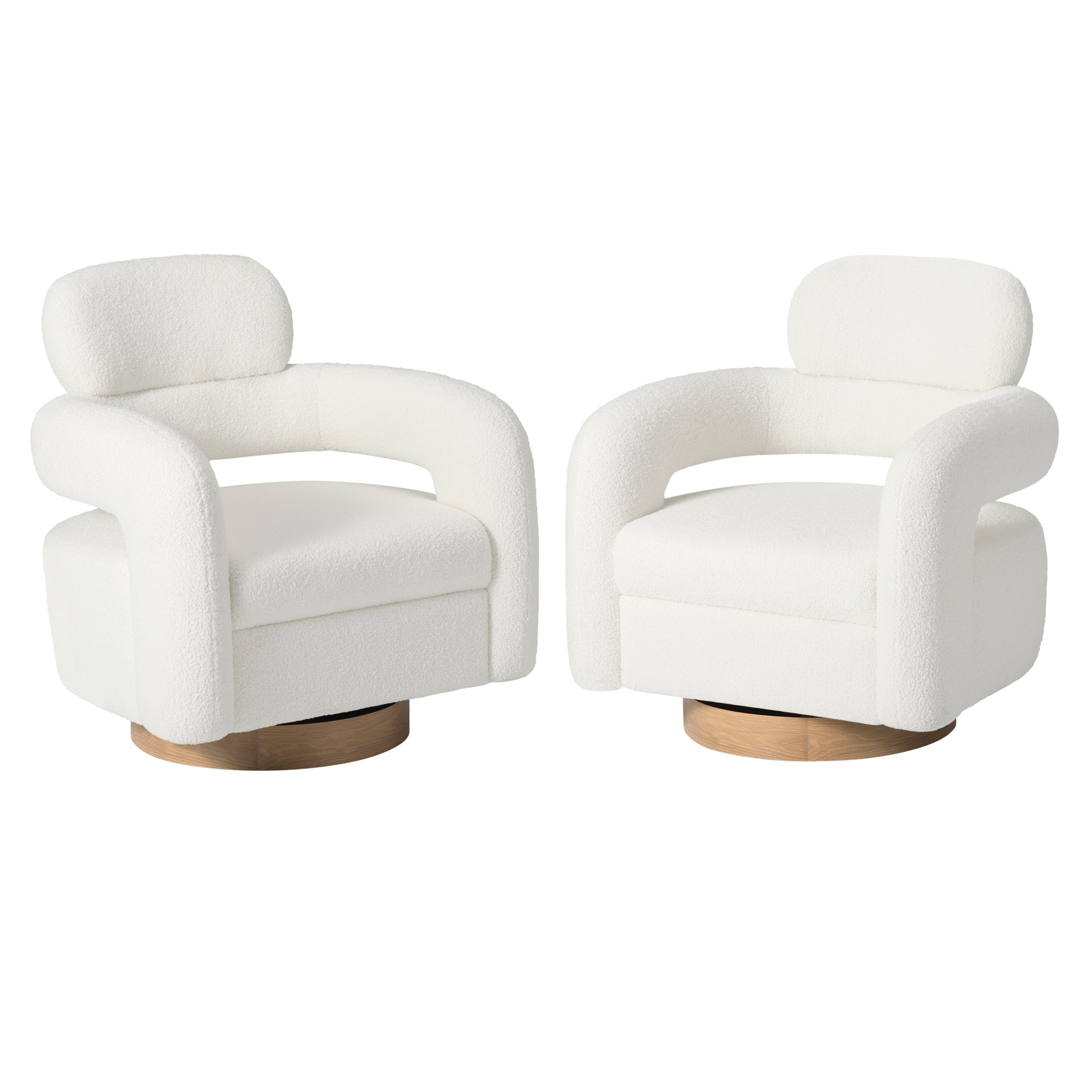 Celine Mid-Century Modern Sherpa Swivel Barrel Accent Chair (Set of 2)
