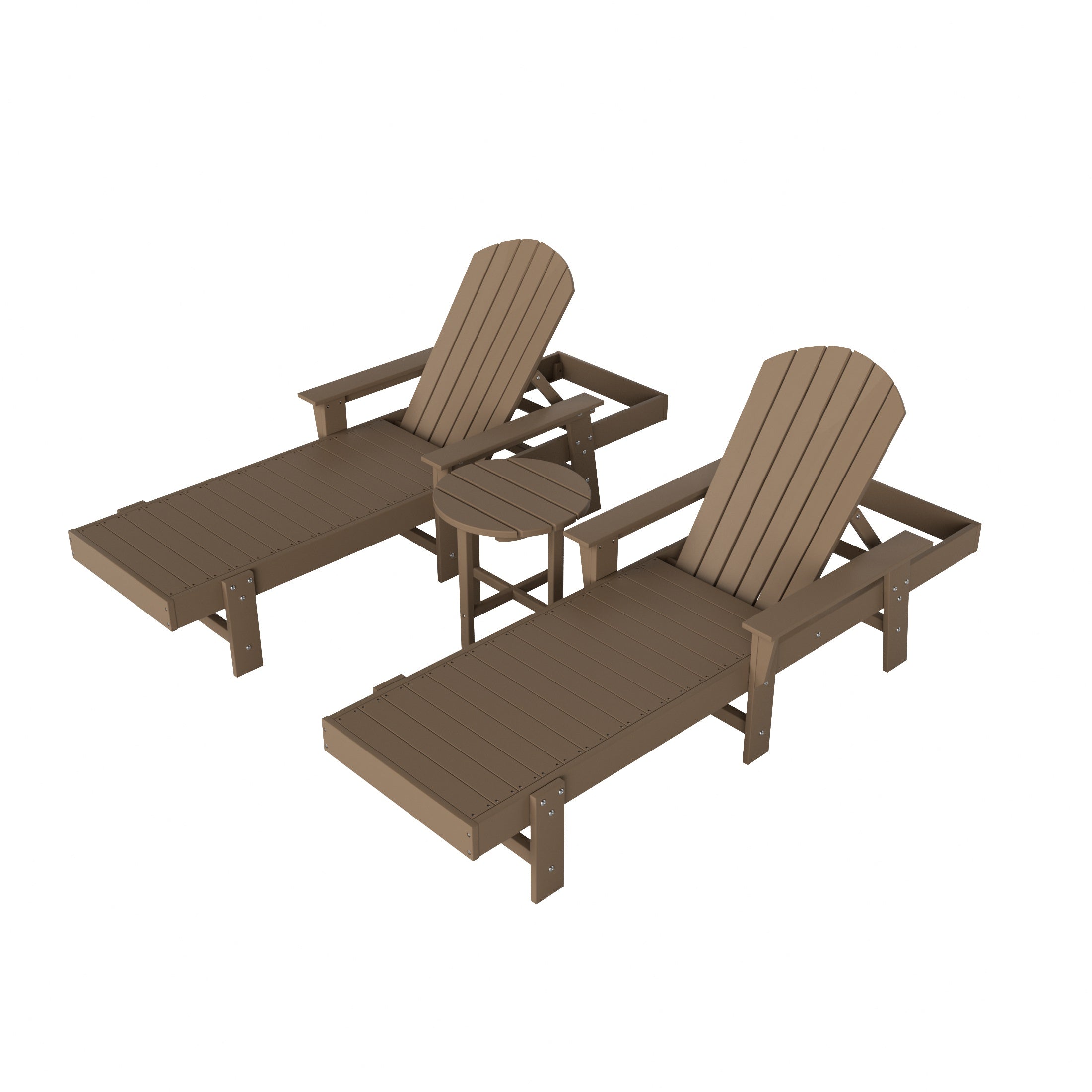 Portside 3 Piece Adirondack Poly Reclining Chaise Lounge With Arms