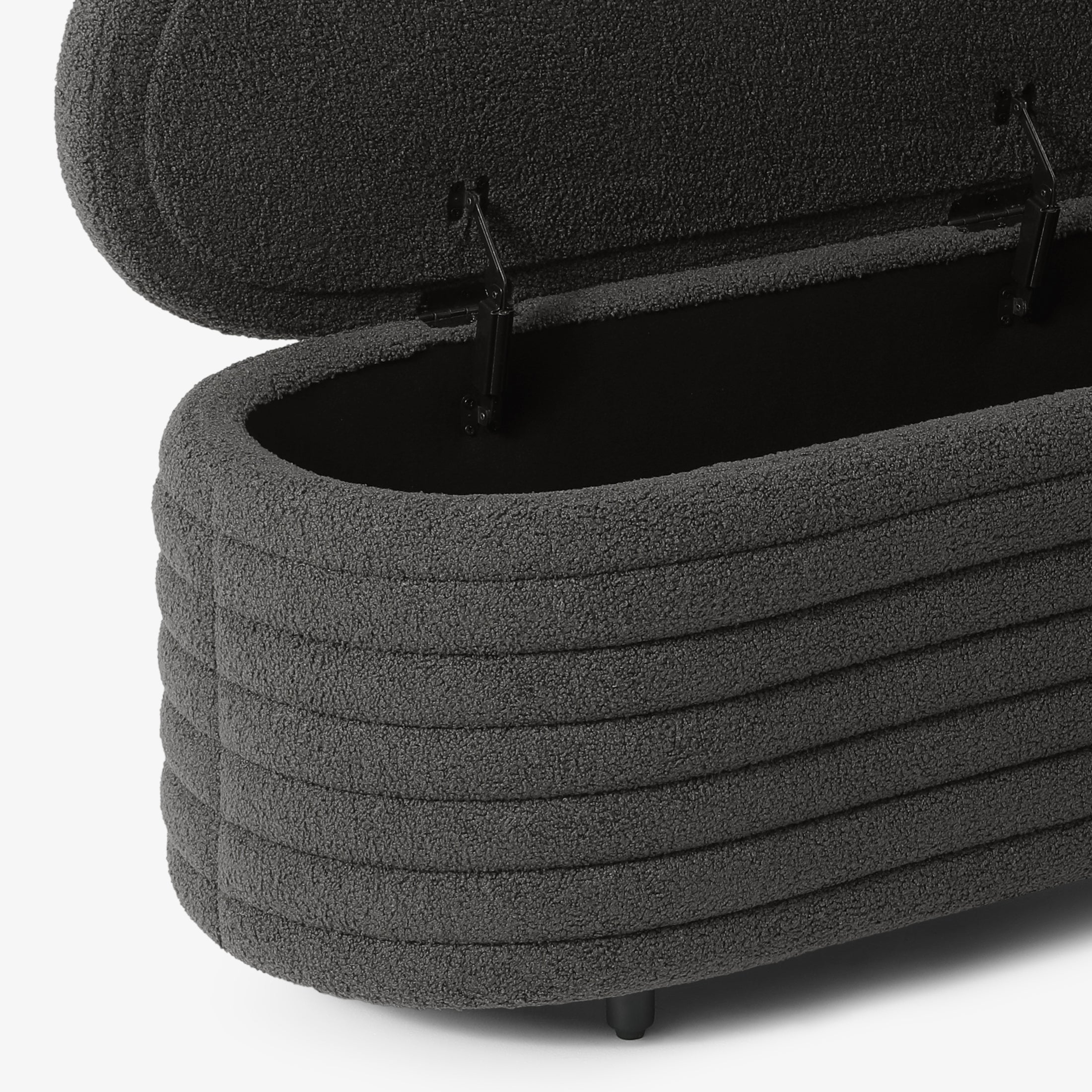 Celine 42" Wide Mid-Century Modern Upholstered Teddy Sherpa Tufted Oval Storage Ottoman Bench