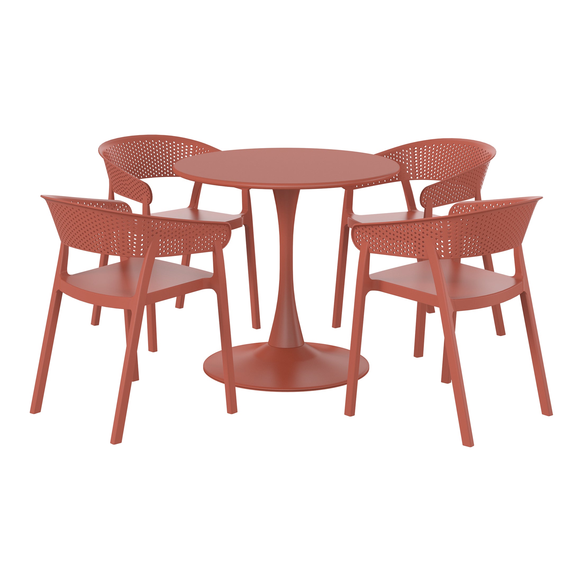 Sunshine 5-Piece Indoor Outdoor Metal Patio Dining Table Set With Stackable Patio Chairs