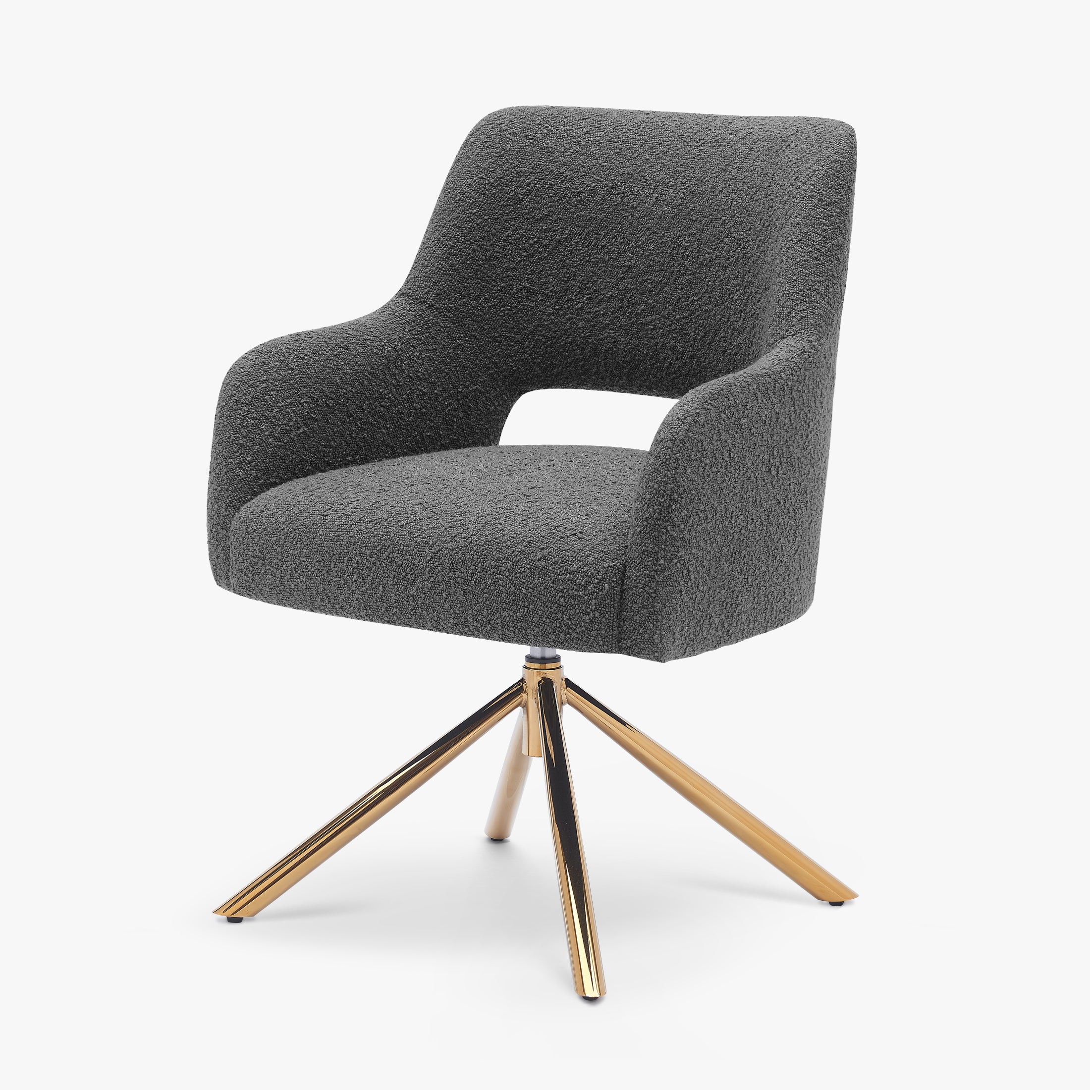 Amélie Mid-Century Modern Wide Boucle Swivel Vanity Chair